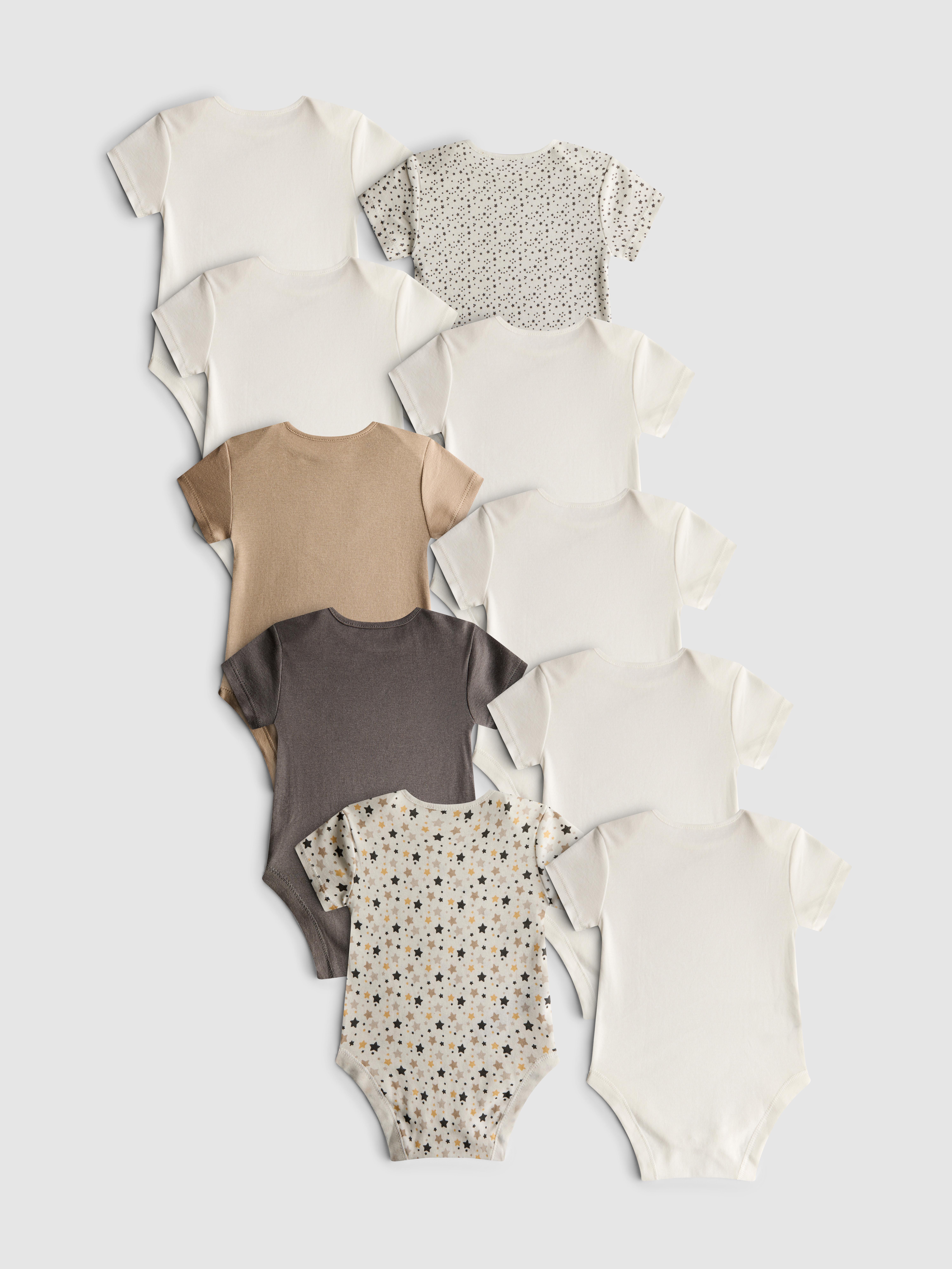 0-24mths | 10pk Ribbed Short-Sleeve Onesies