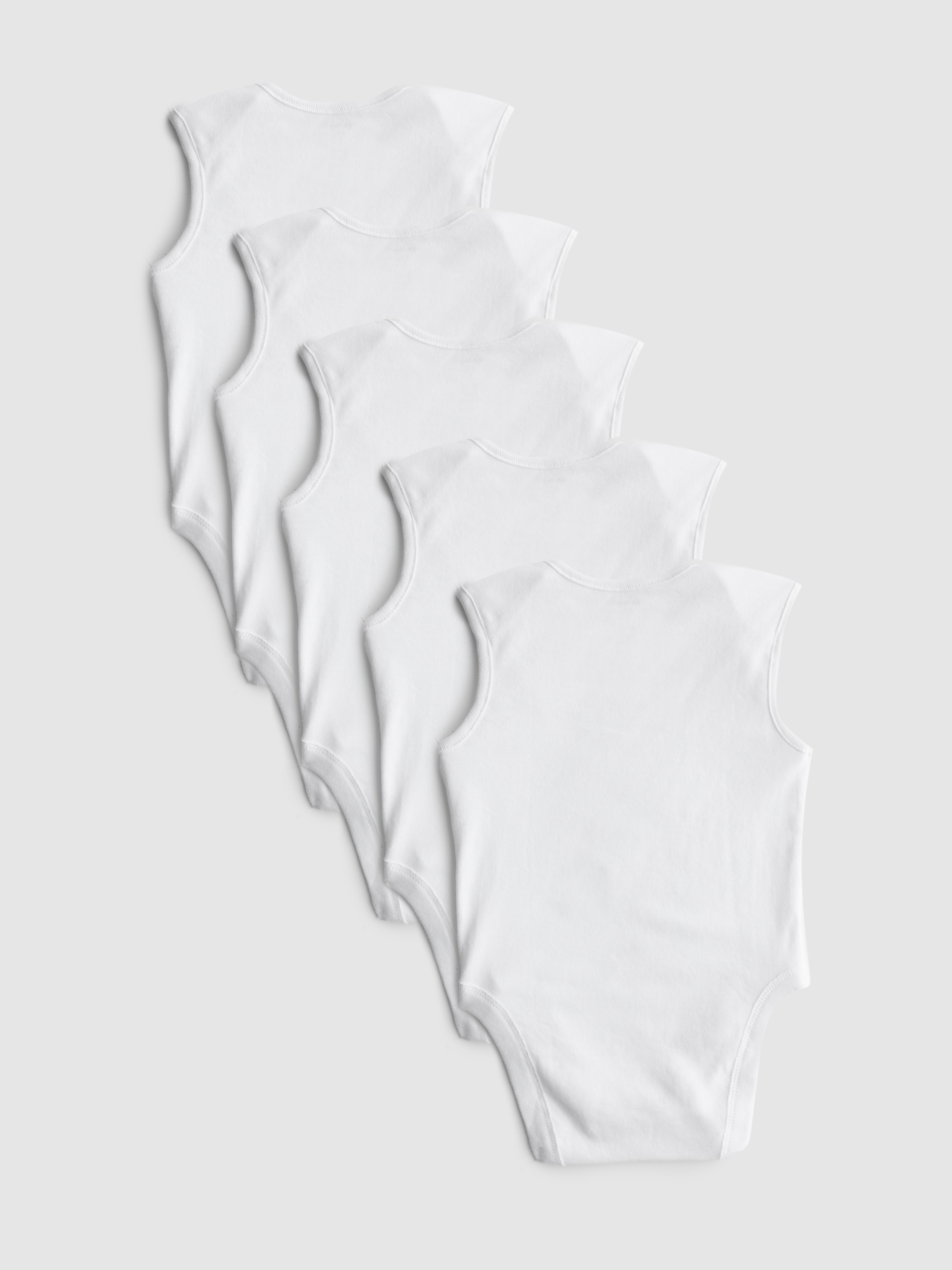 Baby Boys;Girls;Unisex White 0-36mths | 5pk Sleeveless Bodysuits