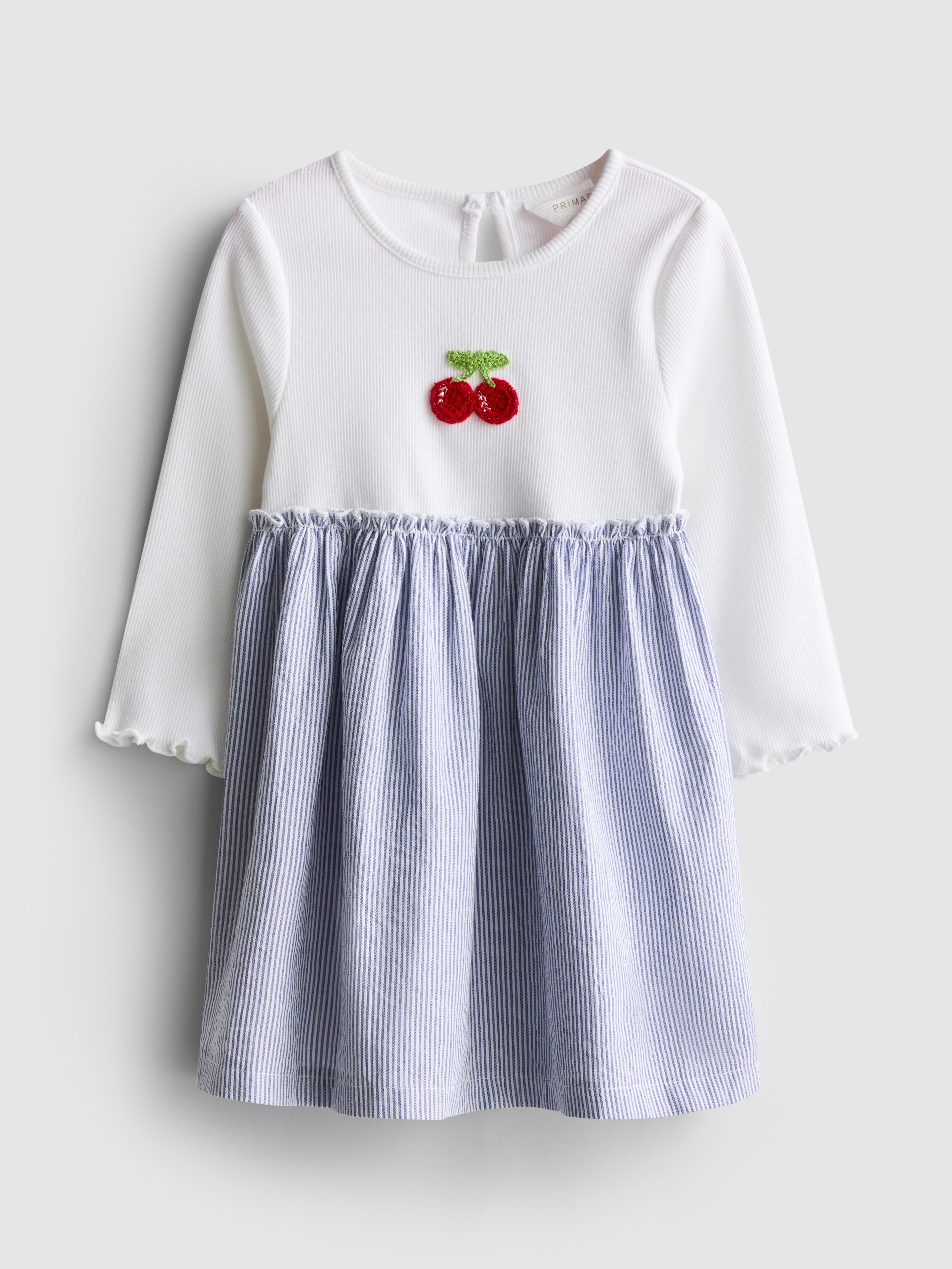 Baby Girls Light Blue 0-36mths | Cherry Embroidered Dress