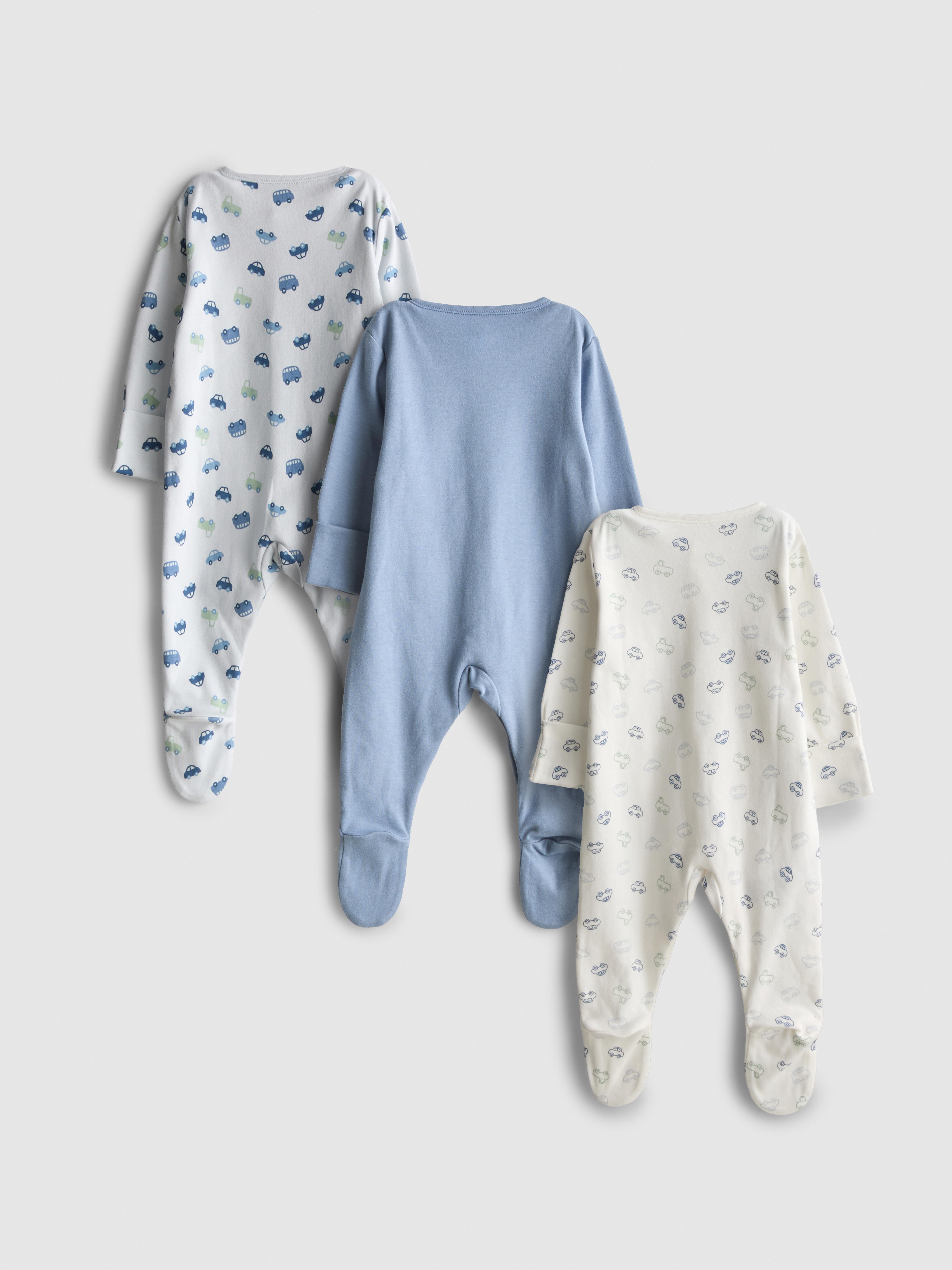 0-24mths | 3pk Car Graphic Snap-Closure Pajamas
