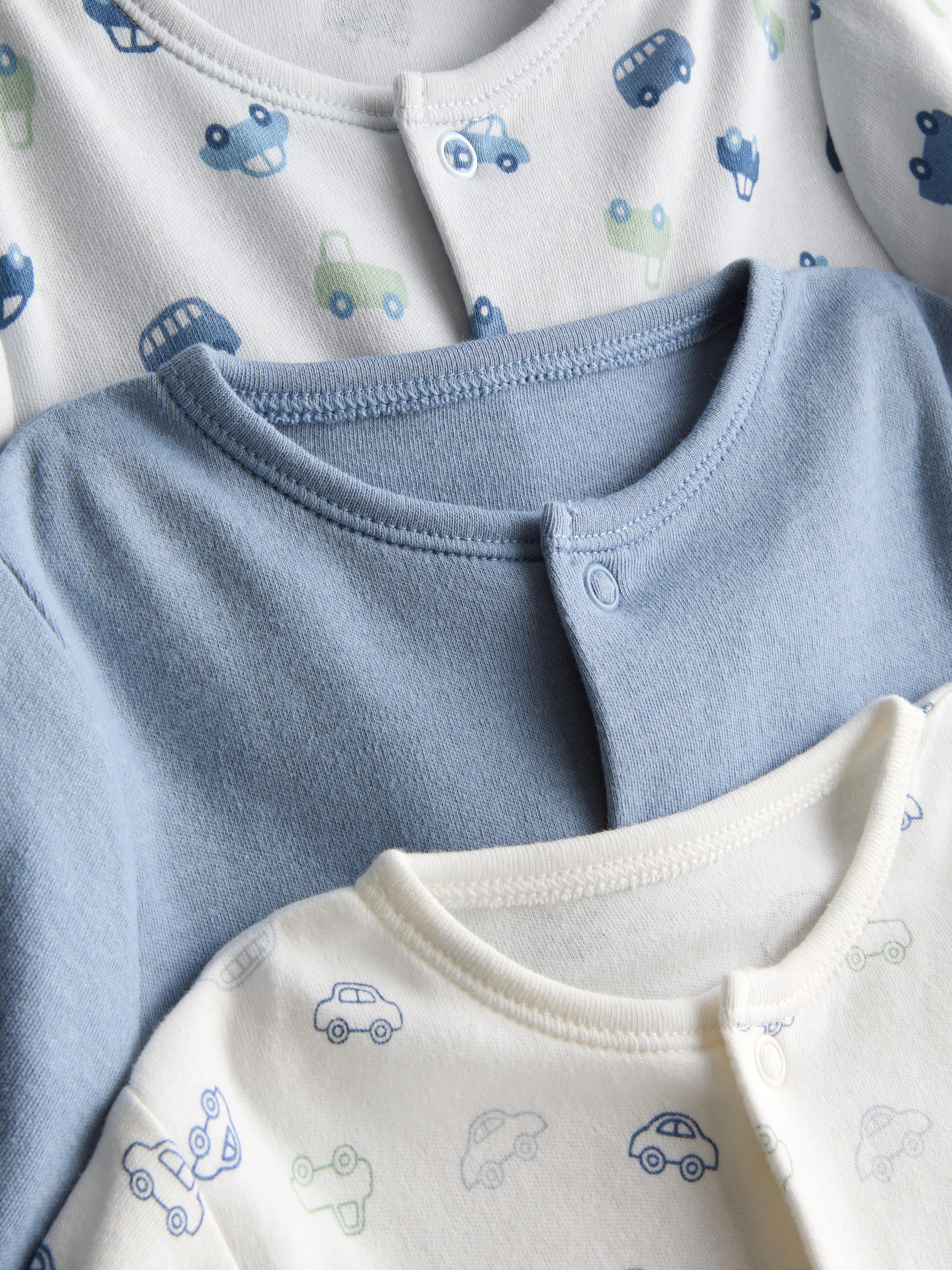 0-24mths | 3pk Car Graphic Snap-Closure Pajamas