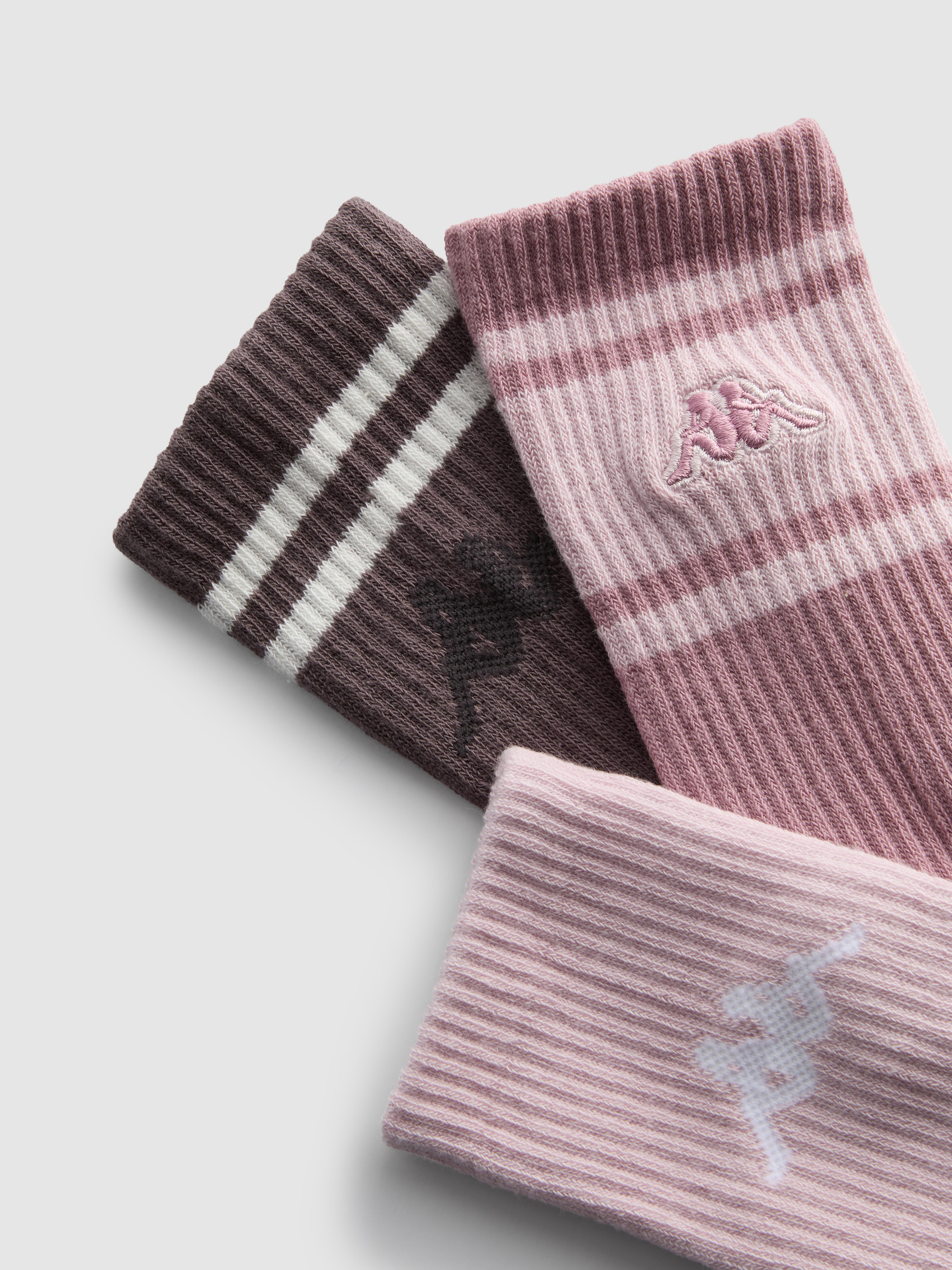 Women's Blush 3-Pack Kappa Ribbed Crew Socks
