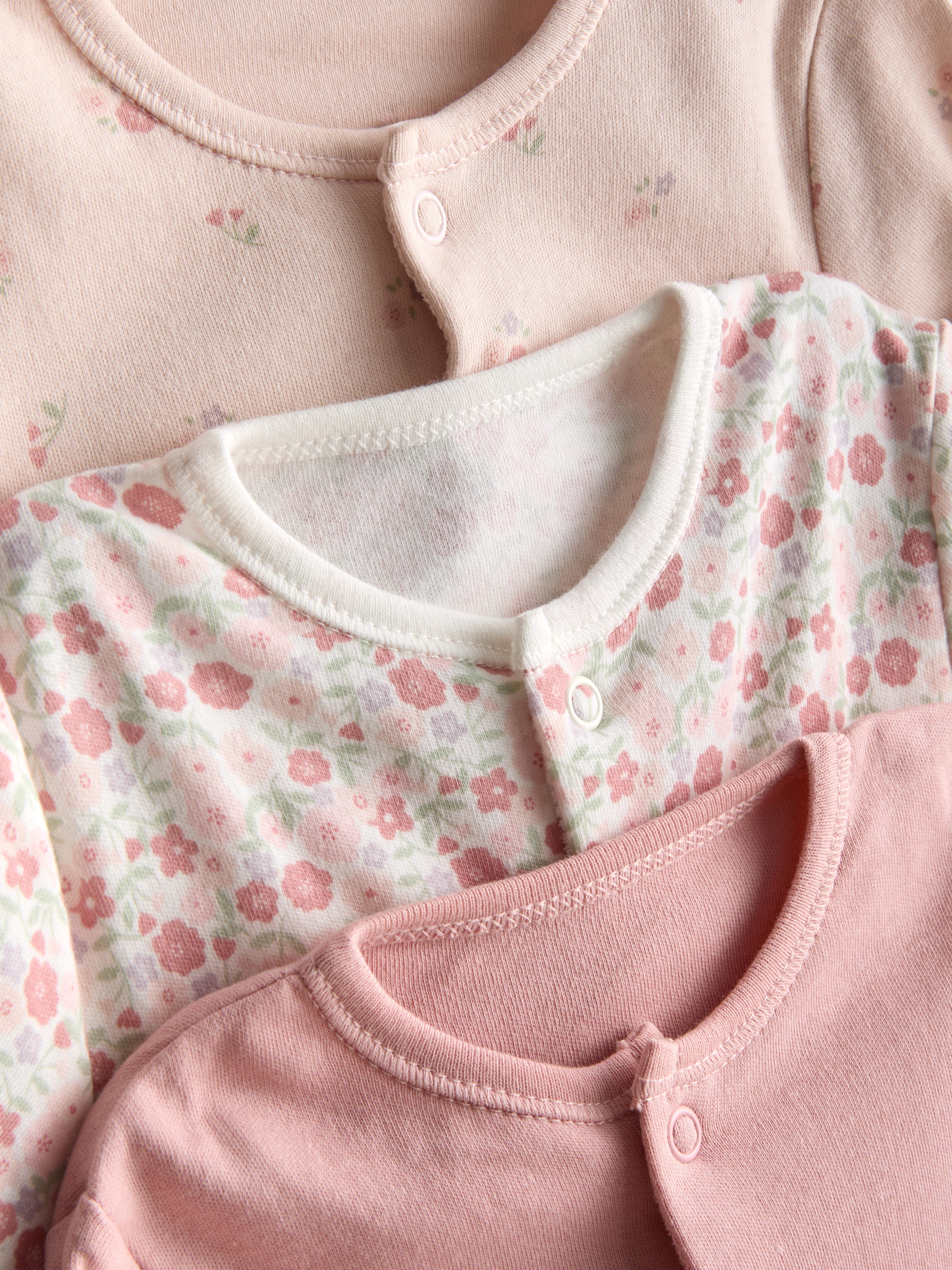 0-24mths | 3pk Floral Print Popper Sleepsuits