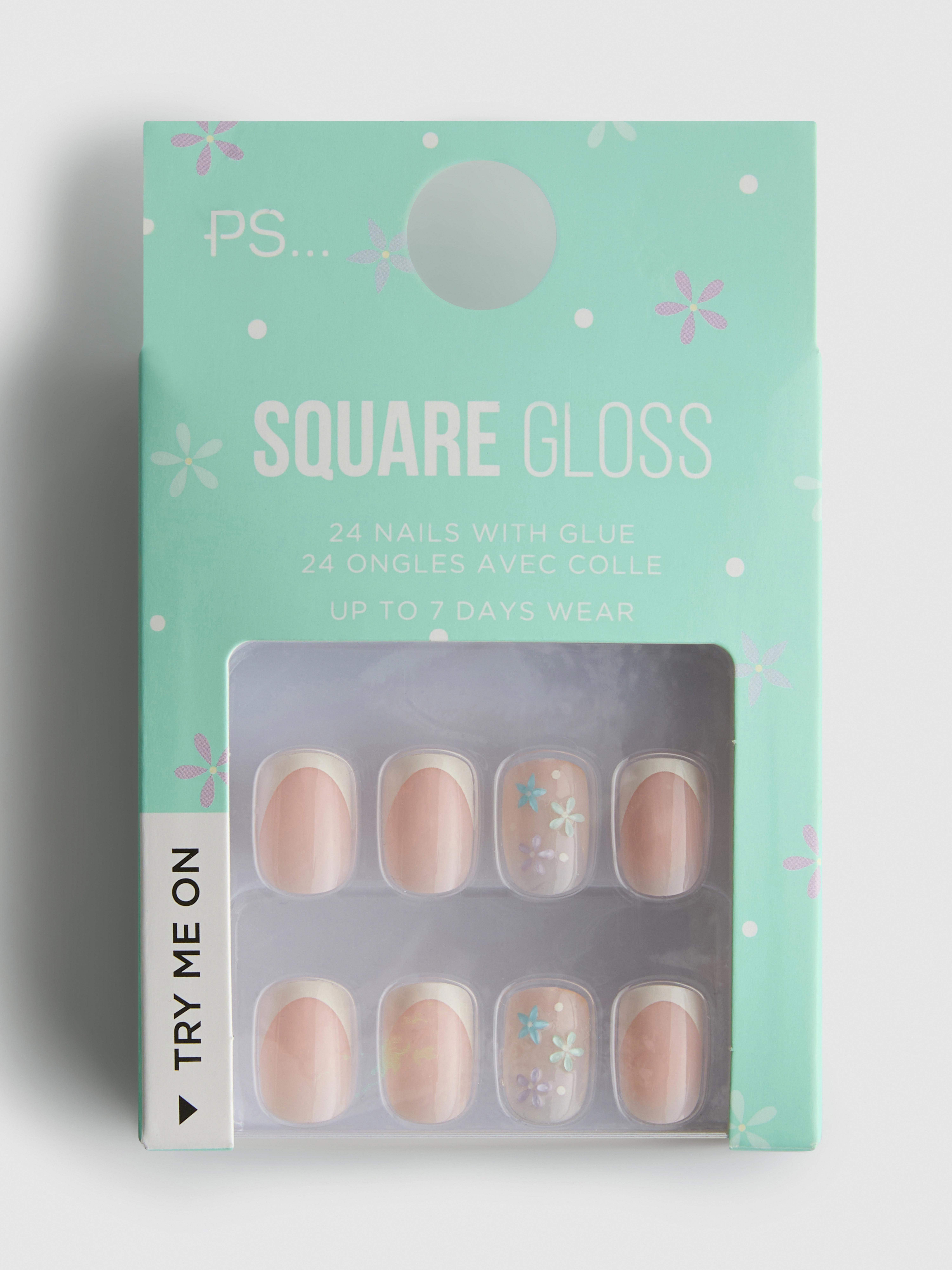 Sijoči kvadratni umetni nohti s francosko konico PS…