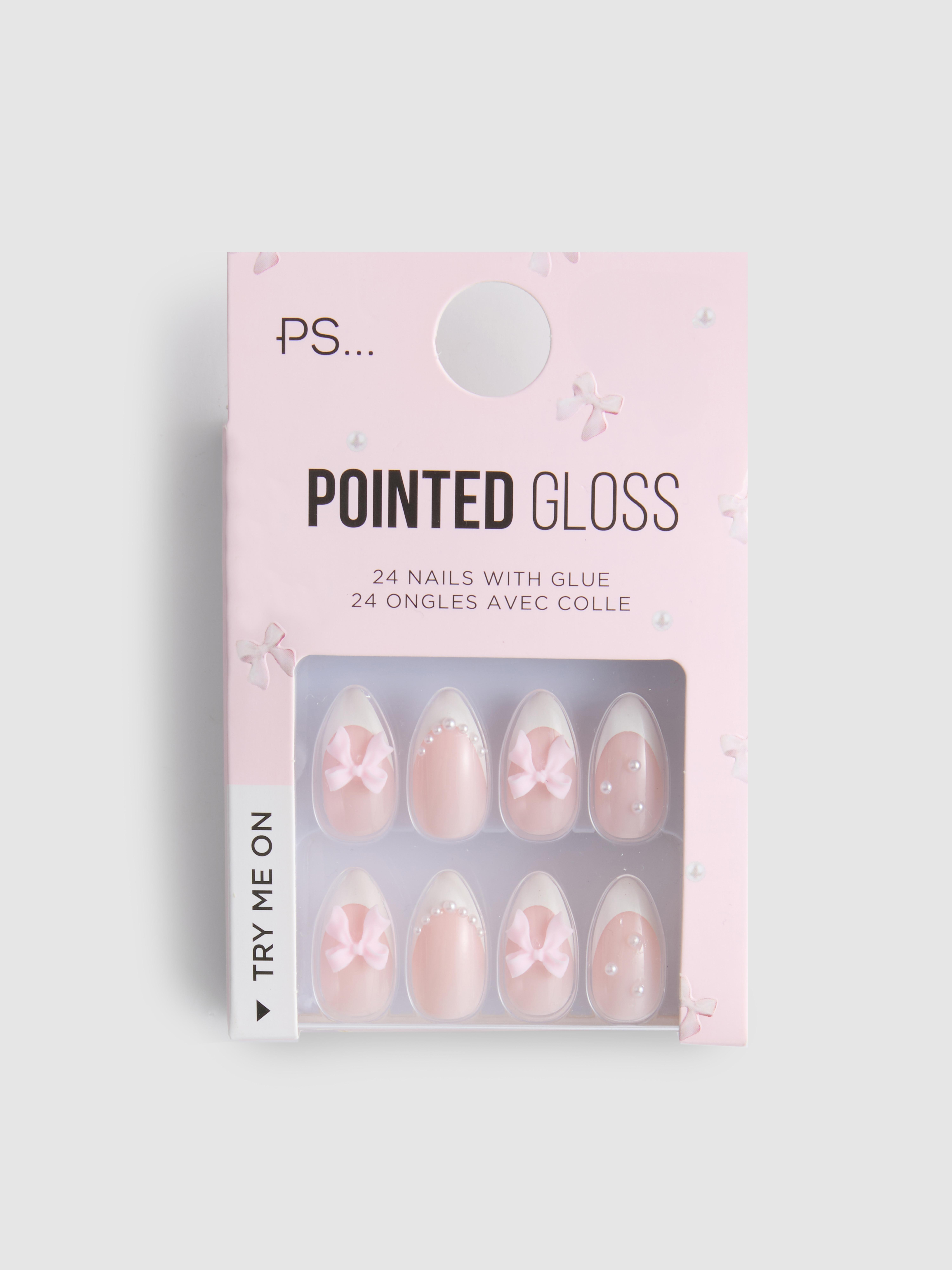 PS... Puntige glanzende kunstnagels met French tip