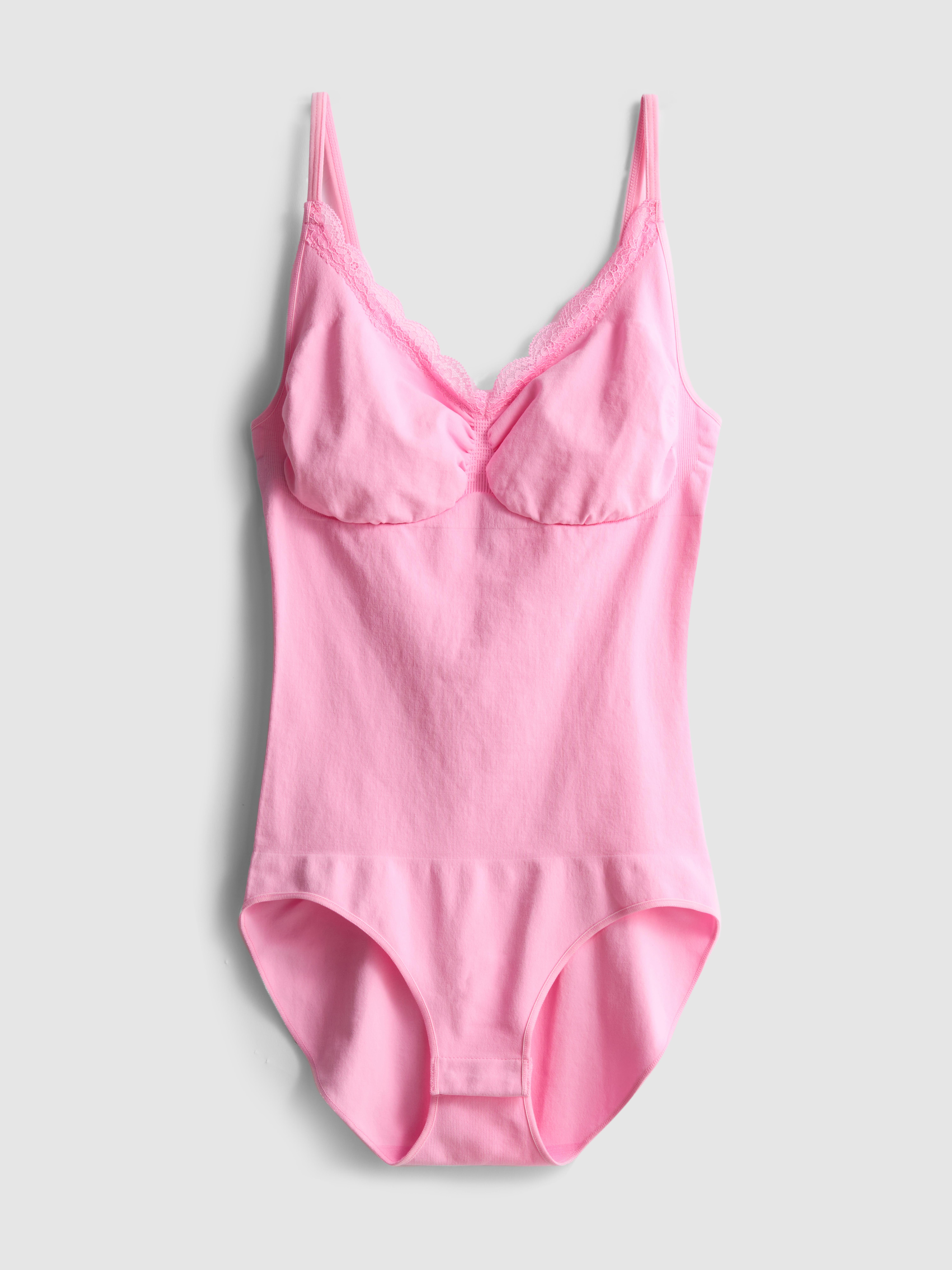 Women's Pink Seamless Lace Bodysuit