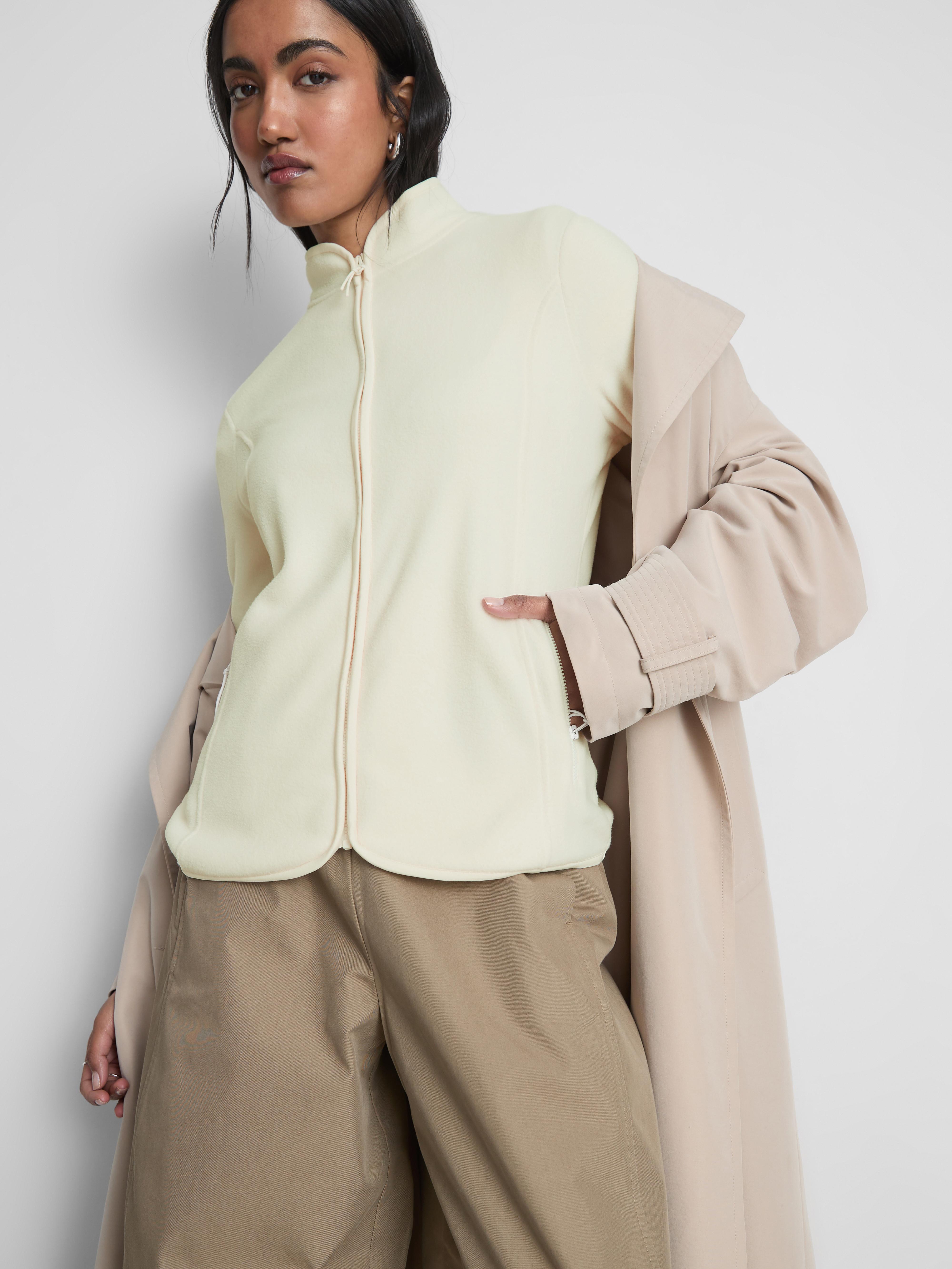 Women's Ivory Zip Through Fleece