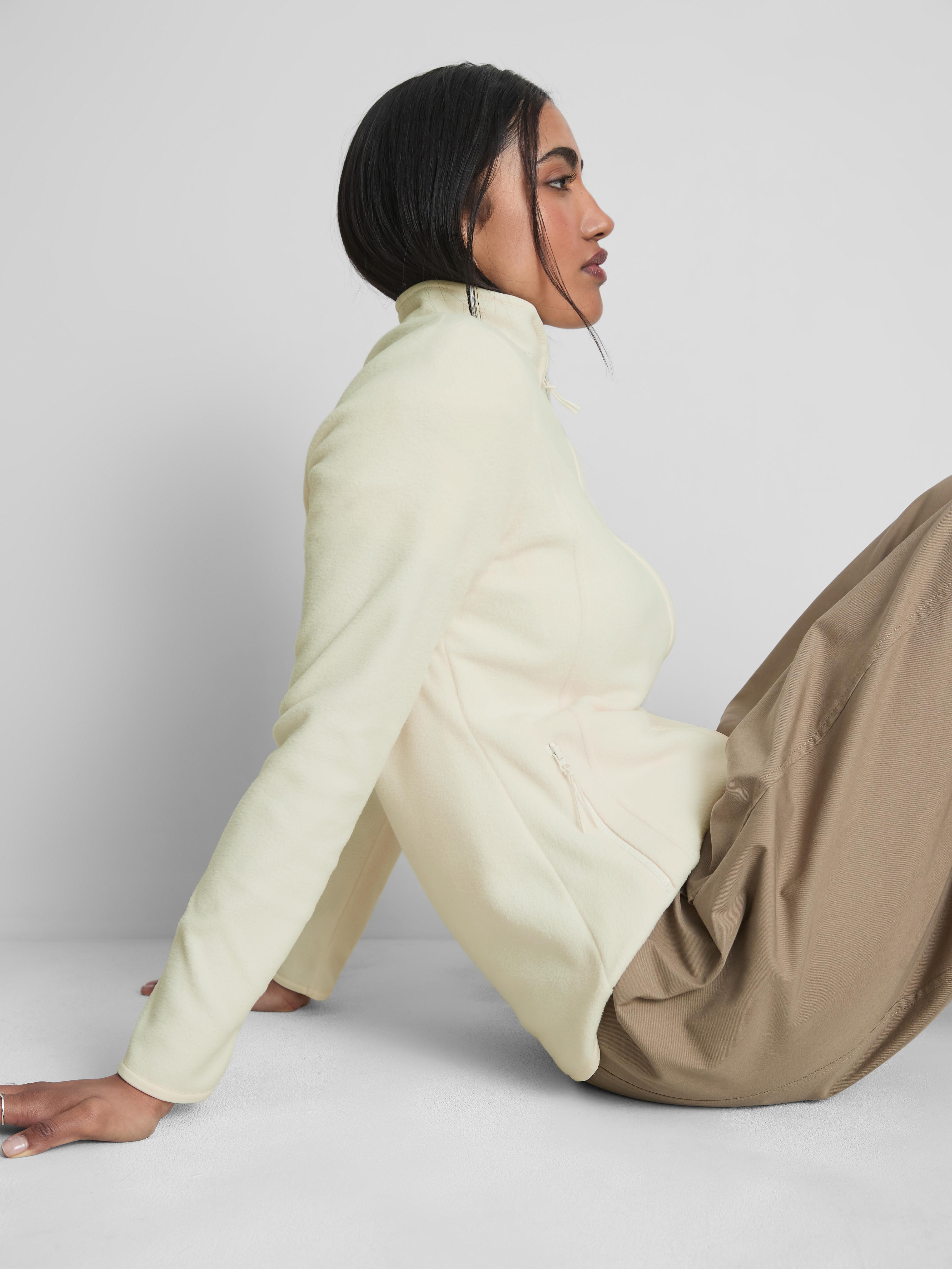 Women's Ivory Zip Through Fleece