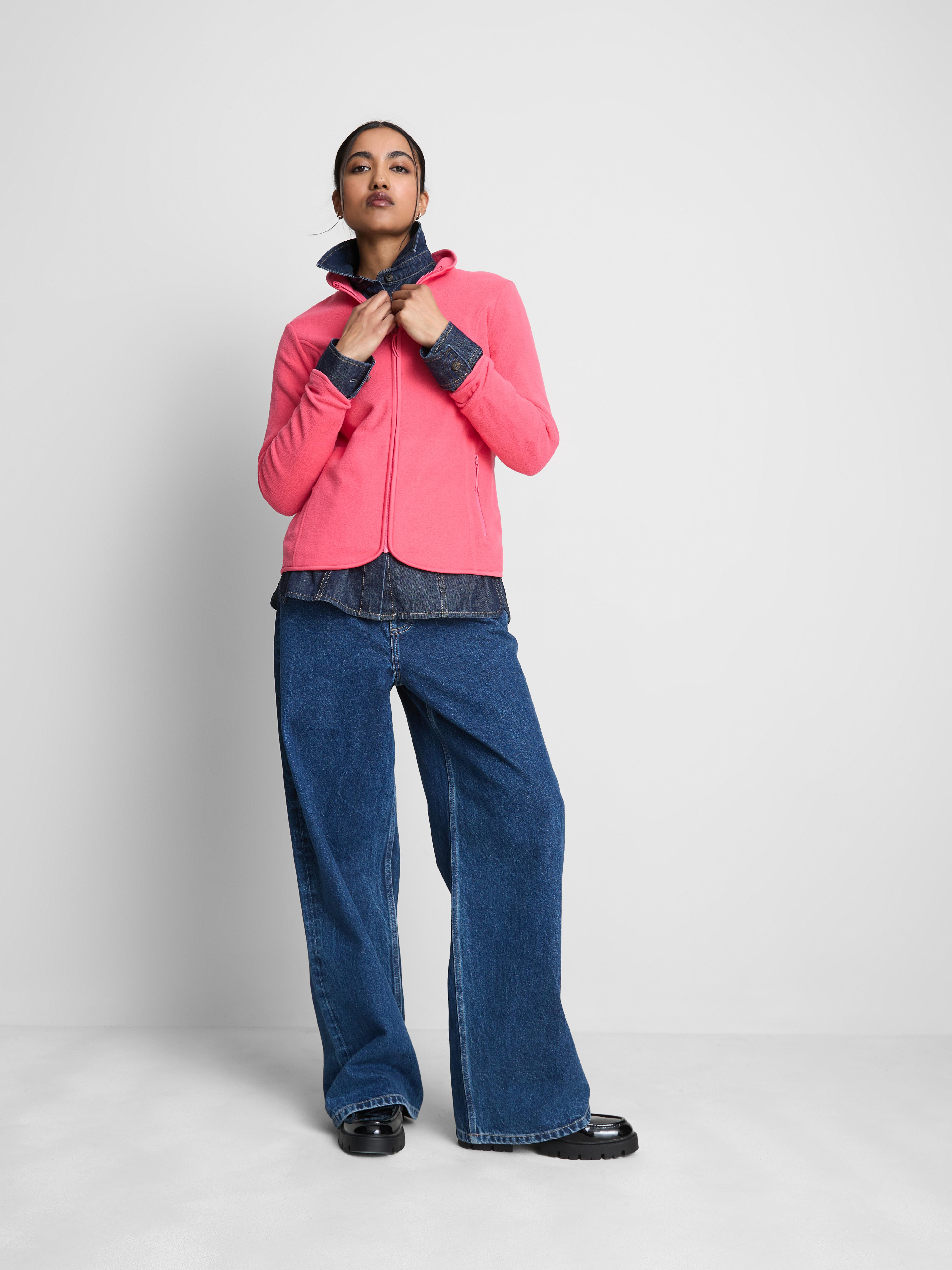 Women's Pink Zip Through Fleece