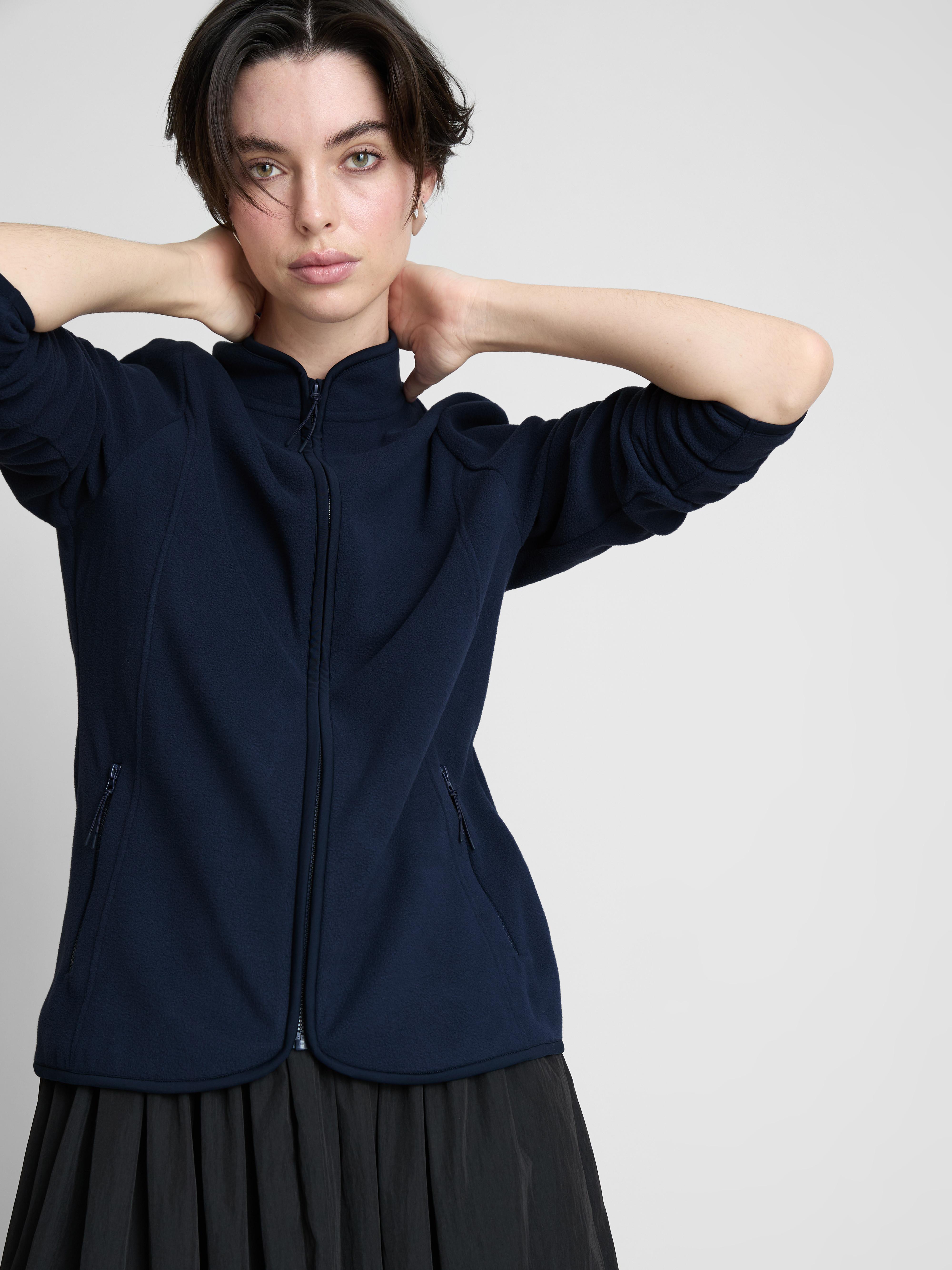Women's Navy Zip Through Fleece
