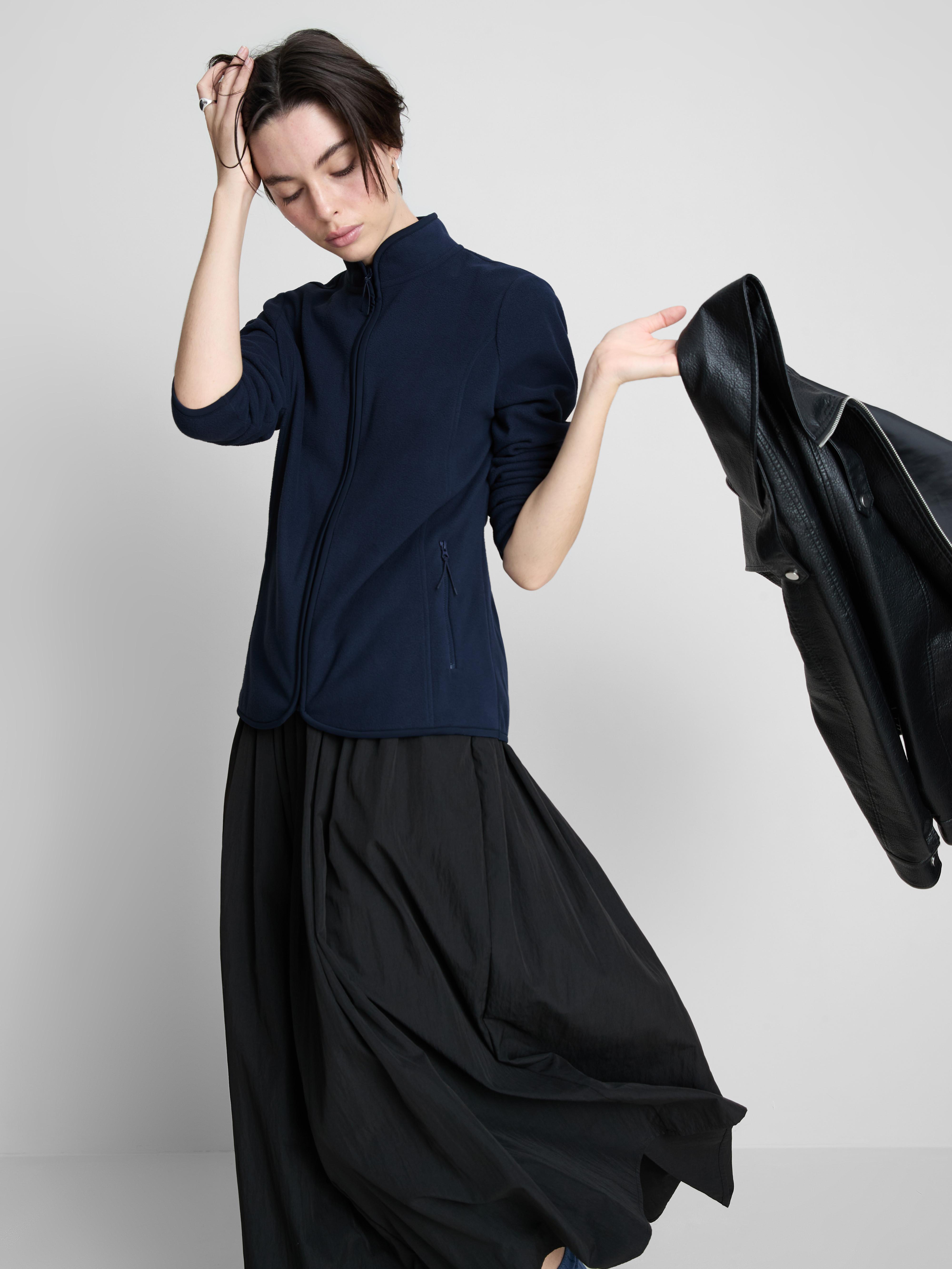 Women's Navy Zip Through Fleece