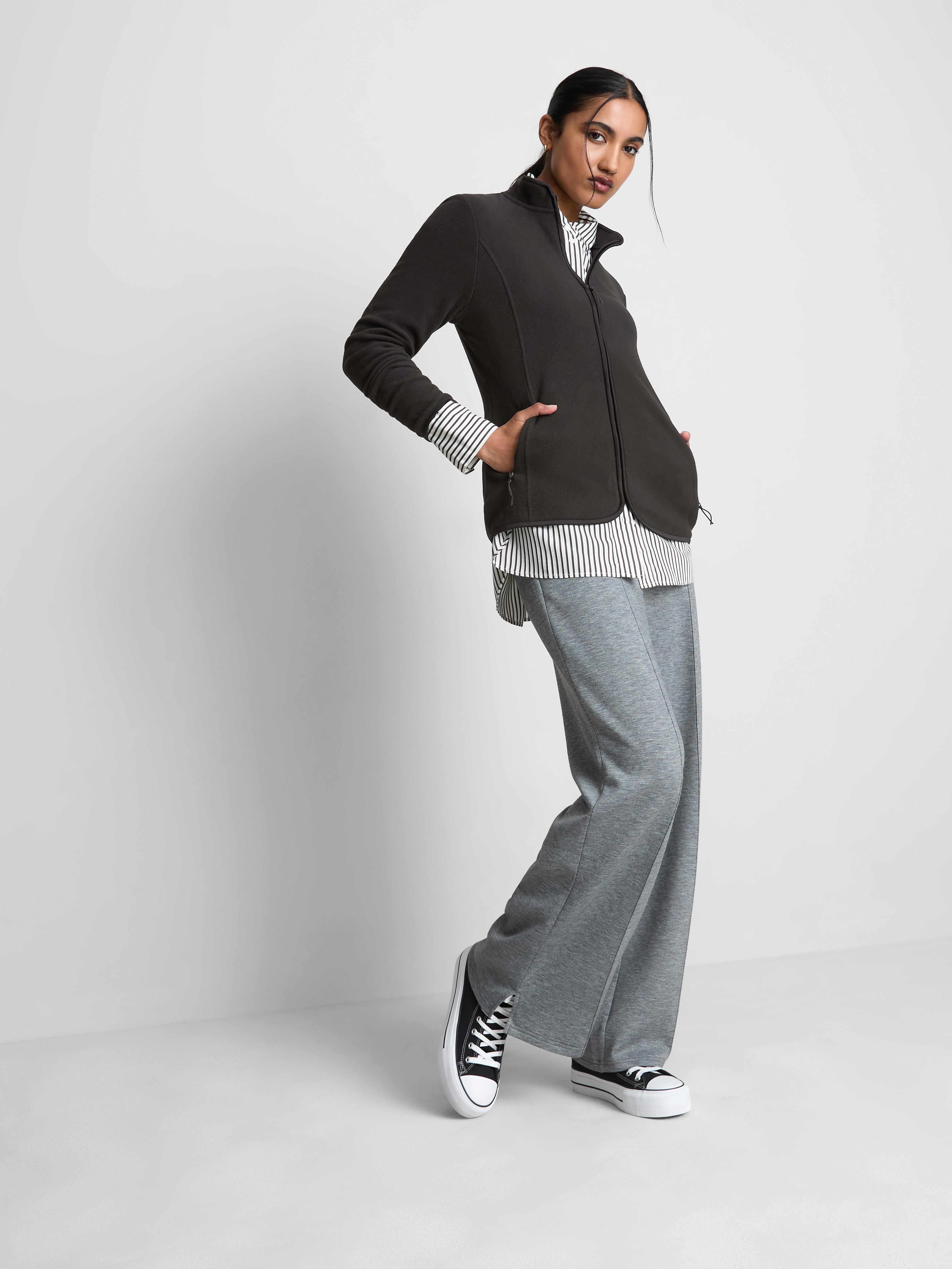 Women's Black Zip Through Fleece