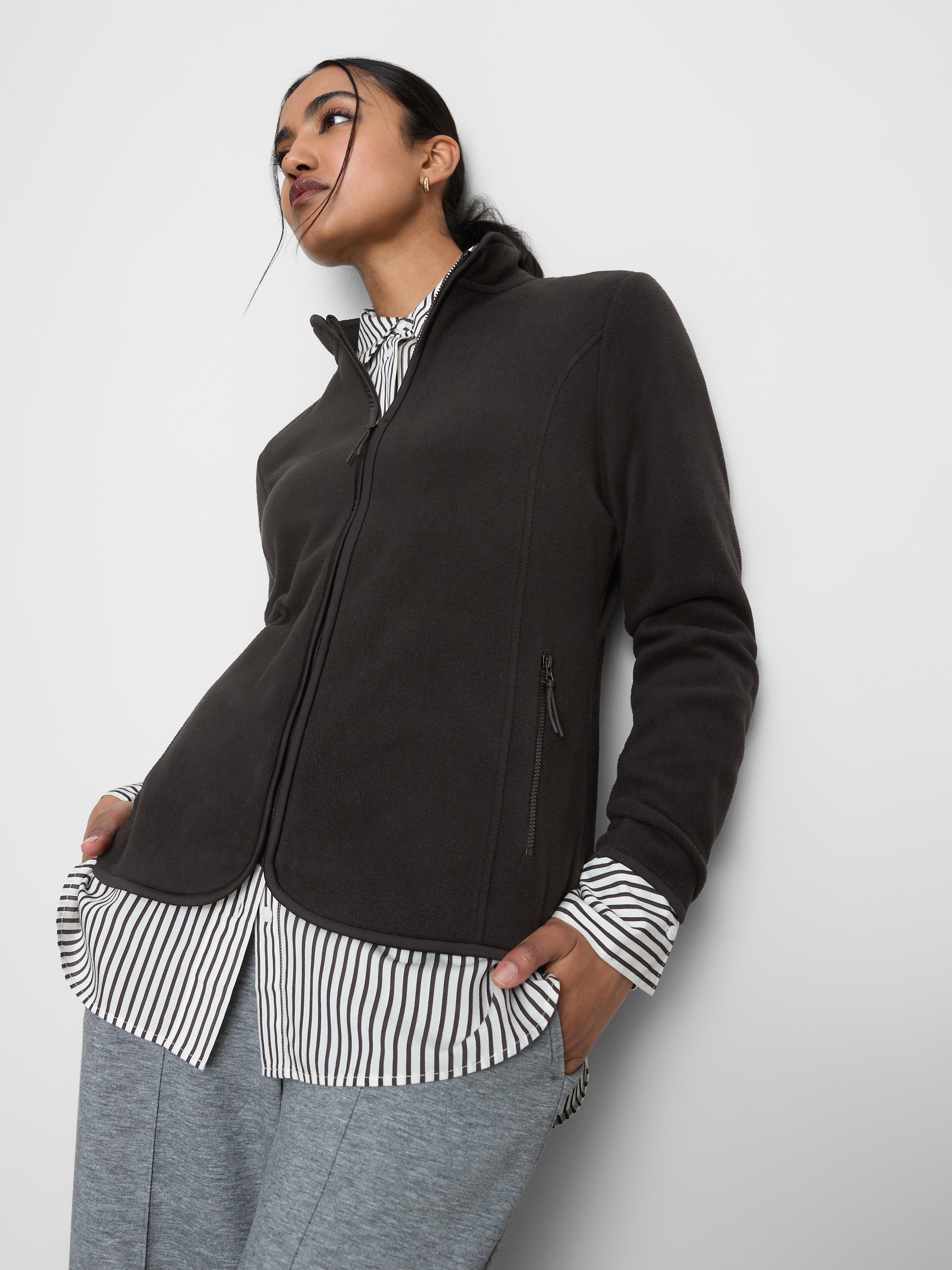 Women's Black Zip Through Fleece