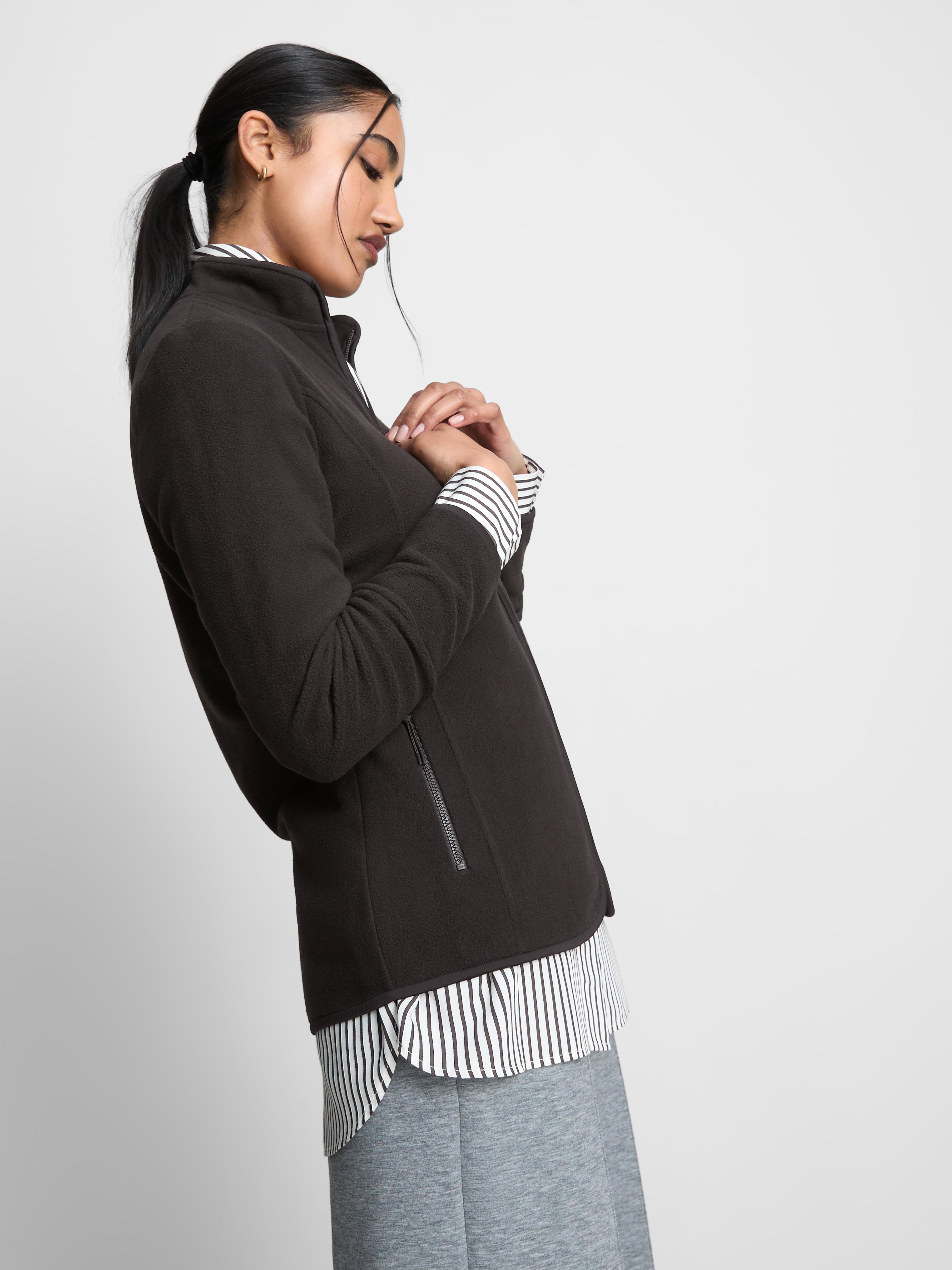 Women's Black Zip Through Fleece
