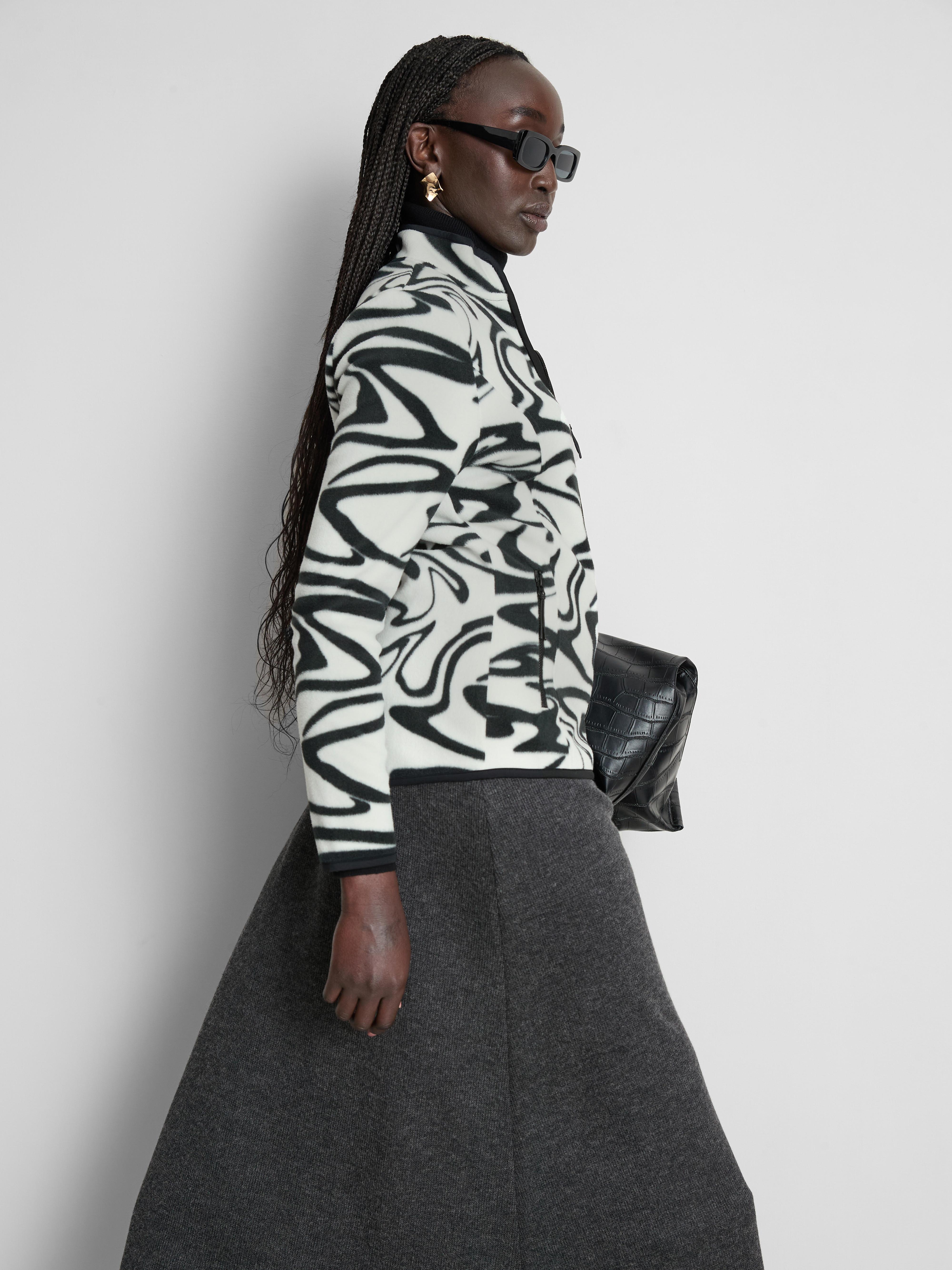 Women's White/Black Zip Through Fleece