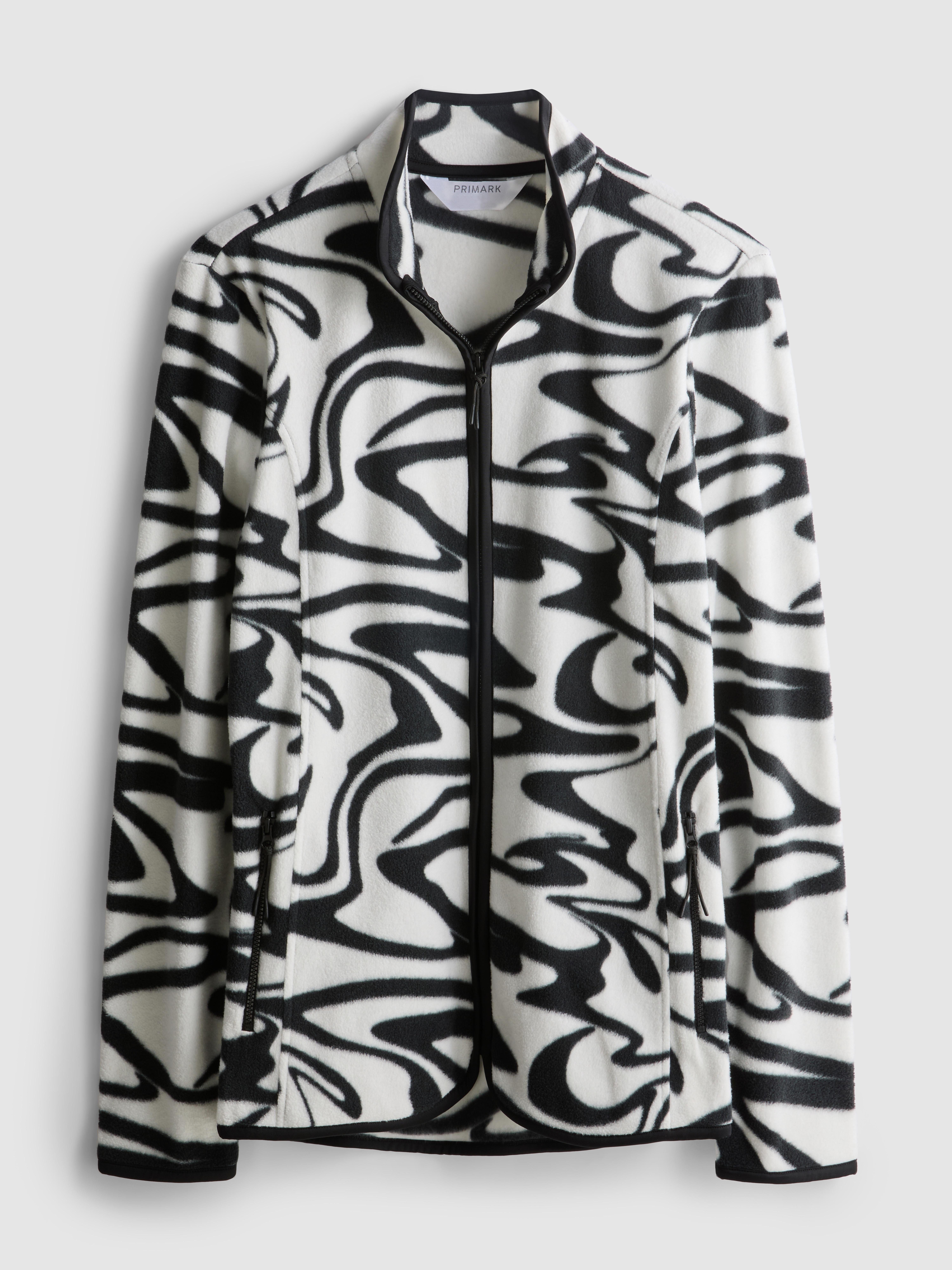 Women's White/Black Zip Through Fleece