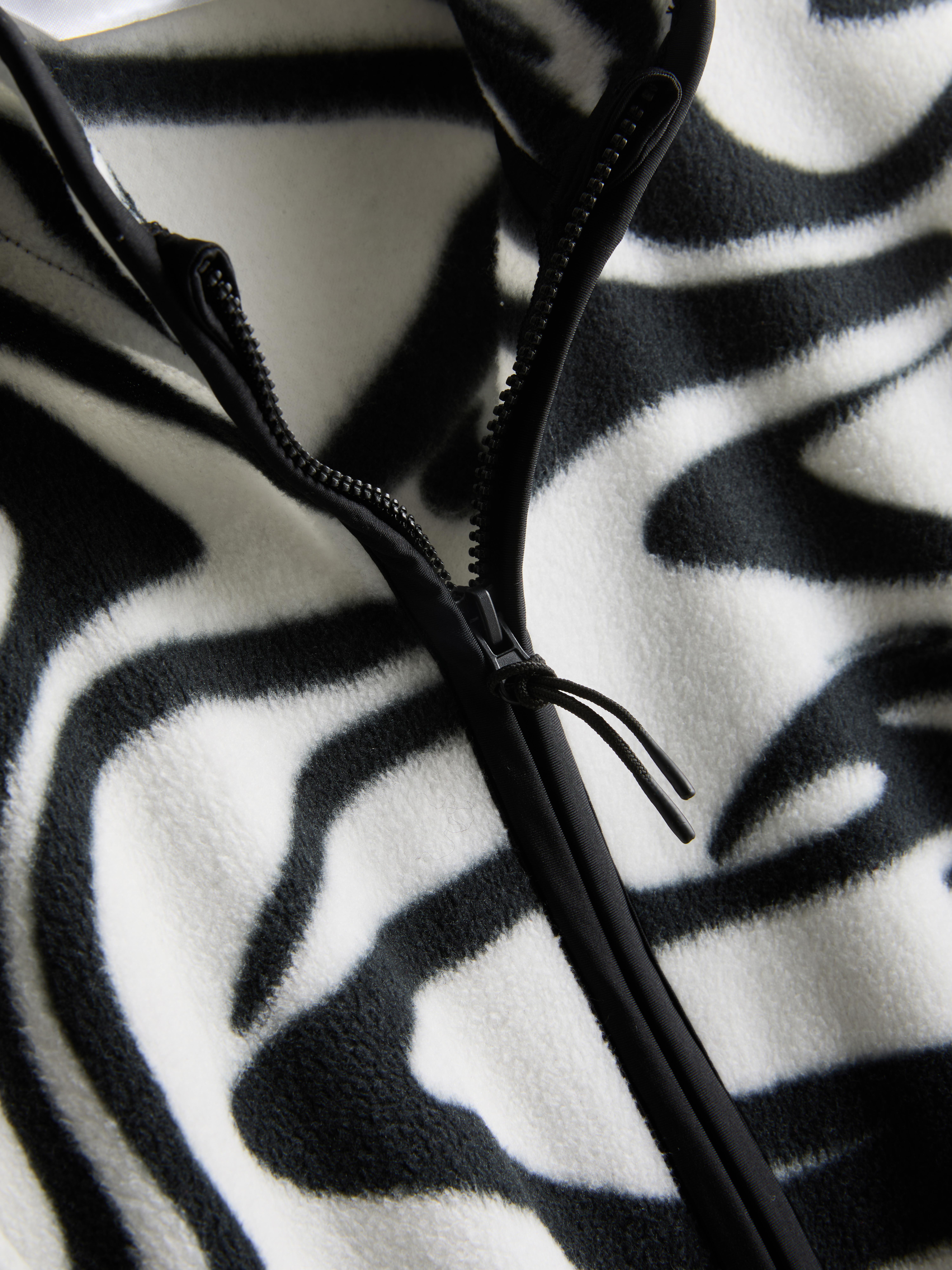 Women's White/Black Zip Through Fleece