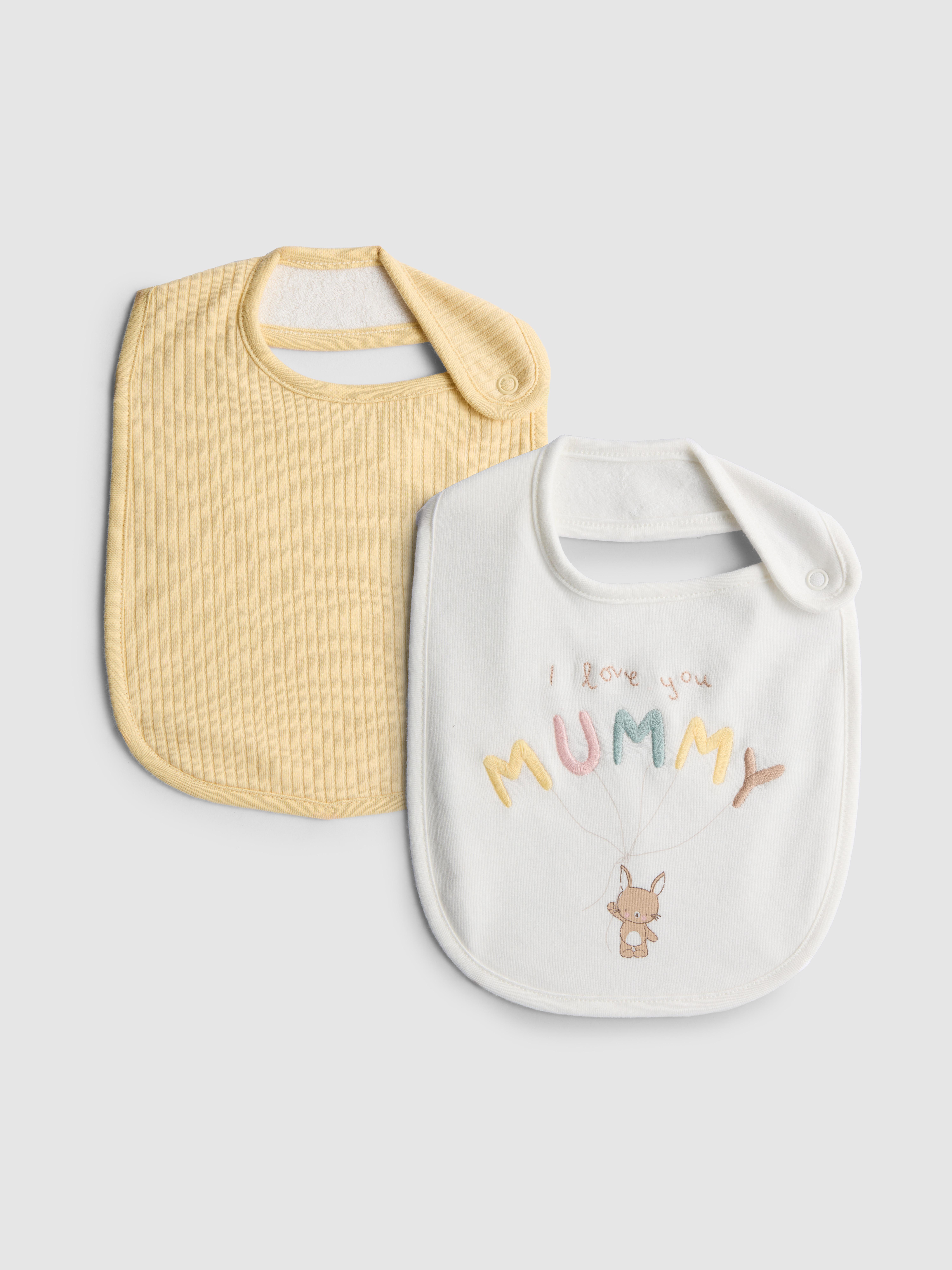 Ivory 2pk I Love Mommy Wrap Bibs