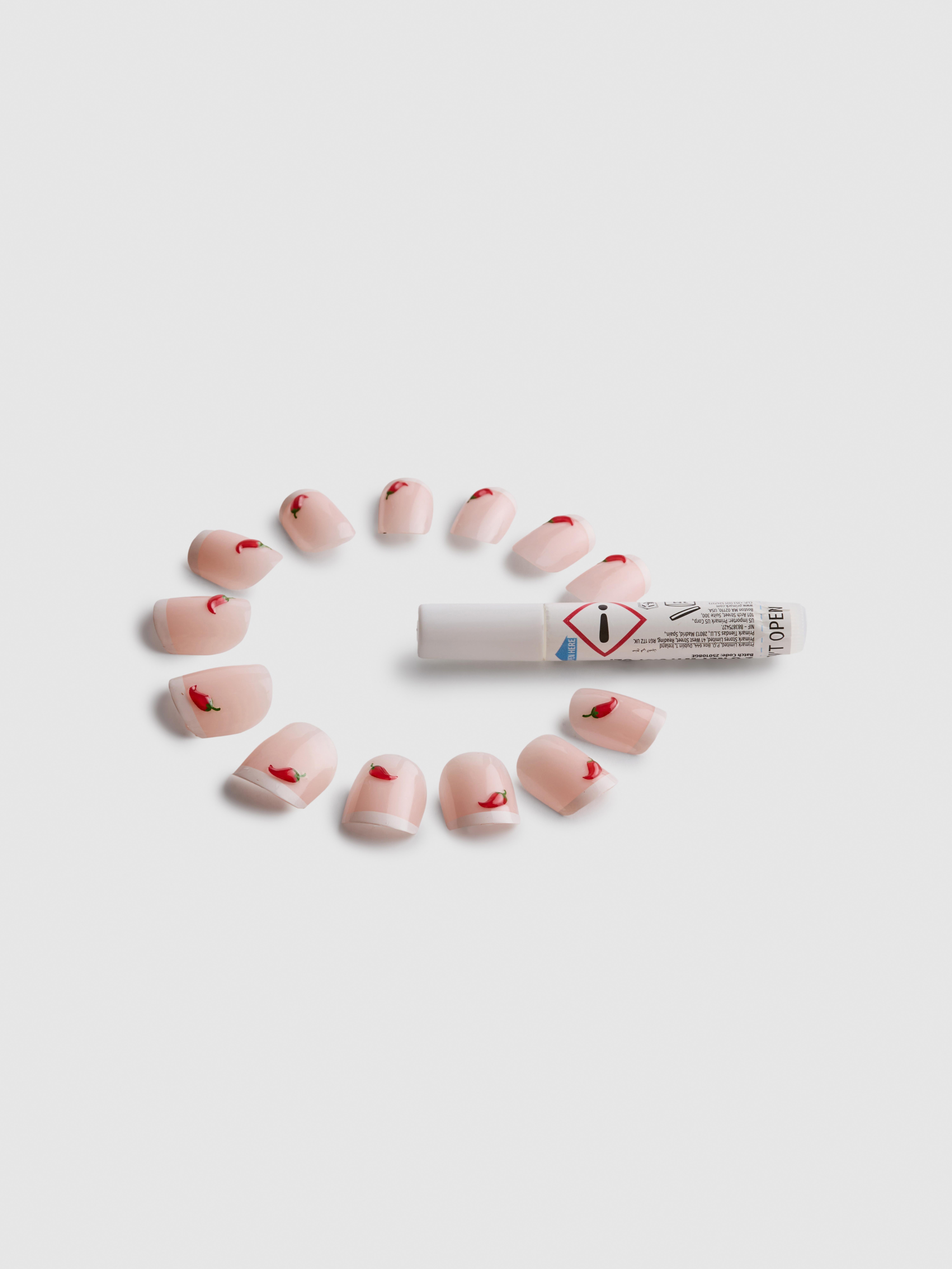 PS... Chilli Embellishment Square Gloss False Nails