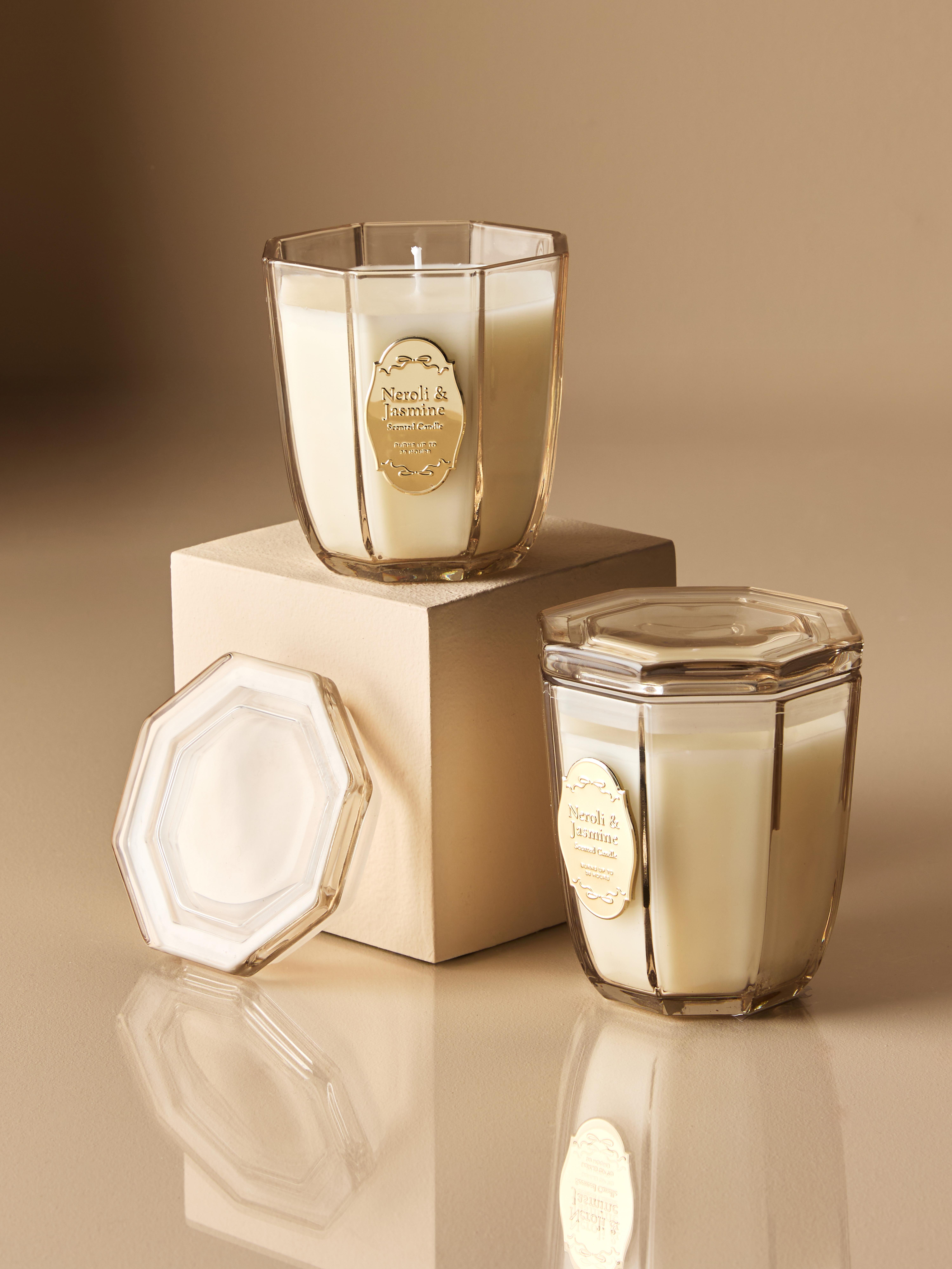 Scented Candle In Lidded Hexagon Container