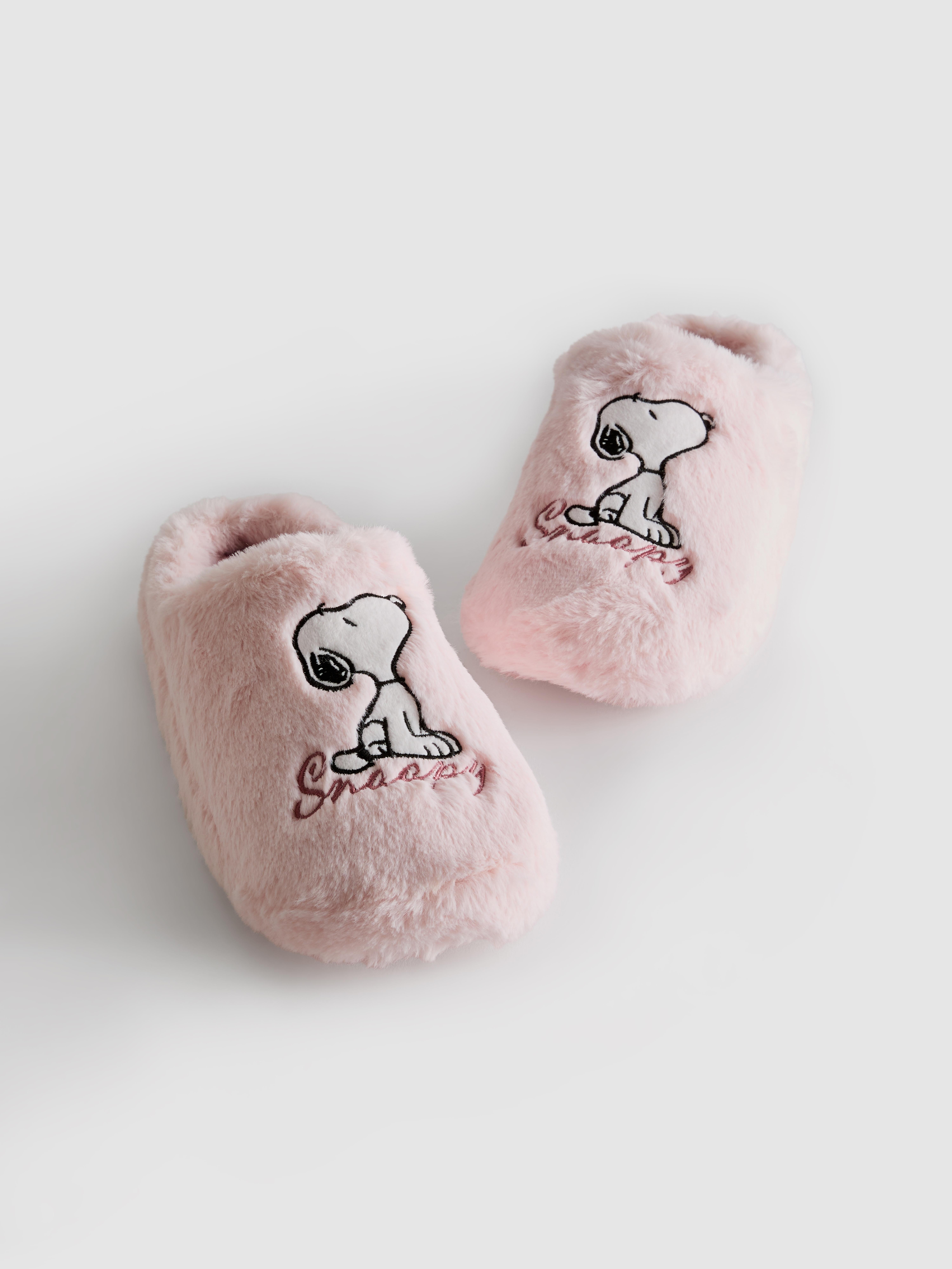 Women's Pink Snoopy Faux Fur Mule Slippers | Primark