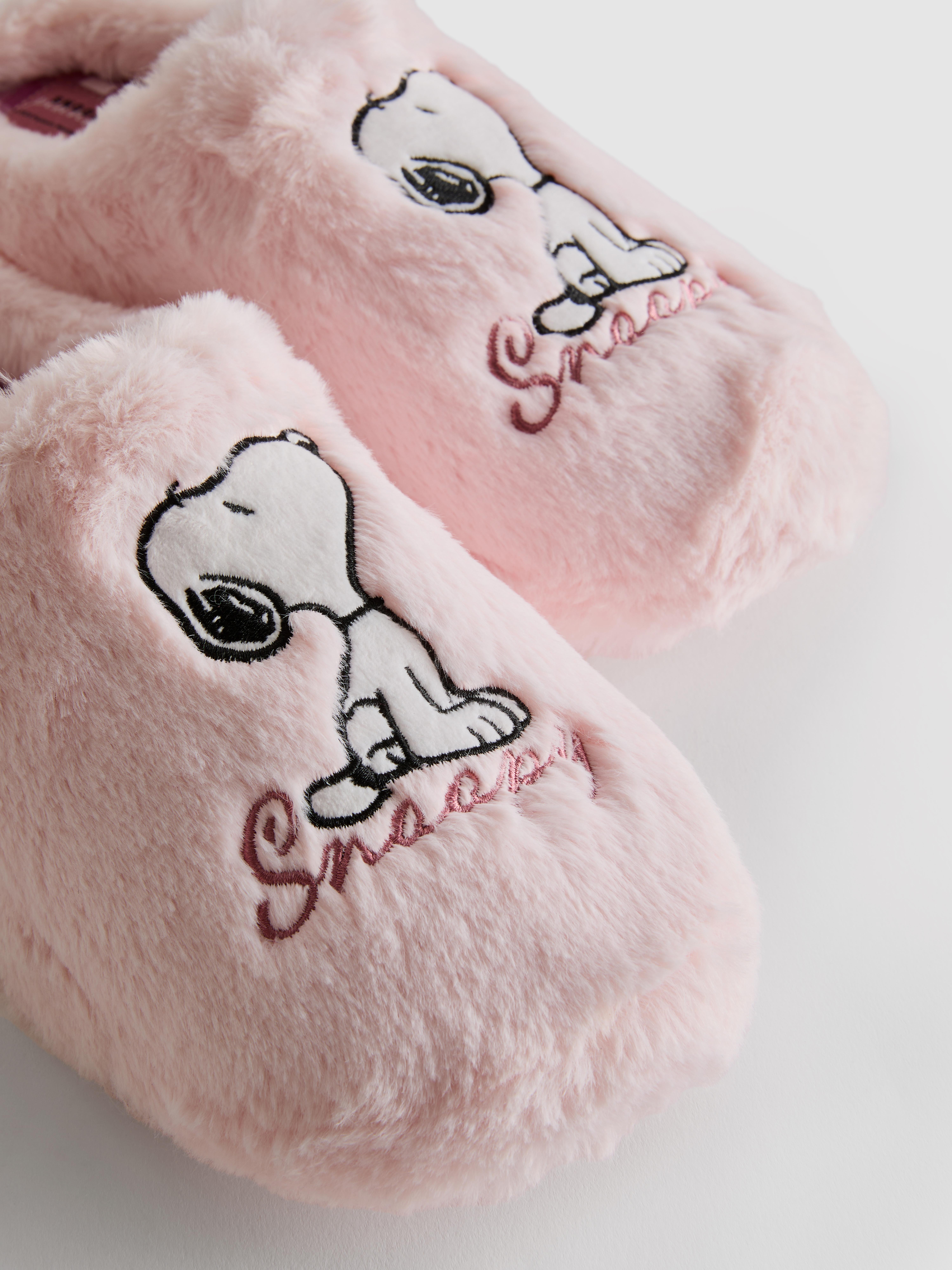 Women's Pink Snoopy Faux Fur Mule Slippers | Primark