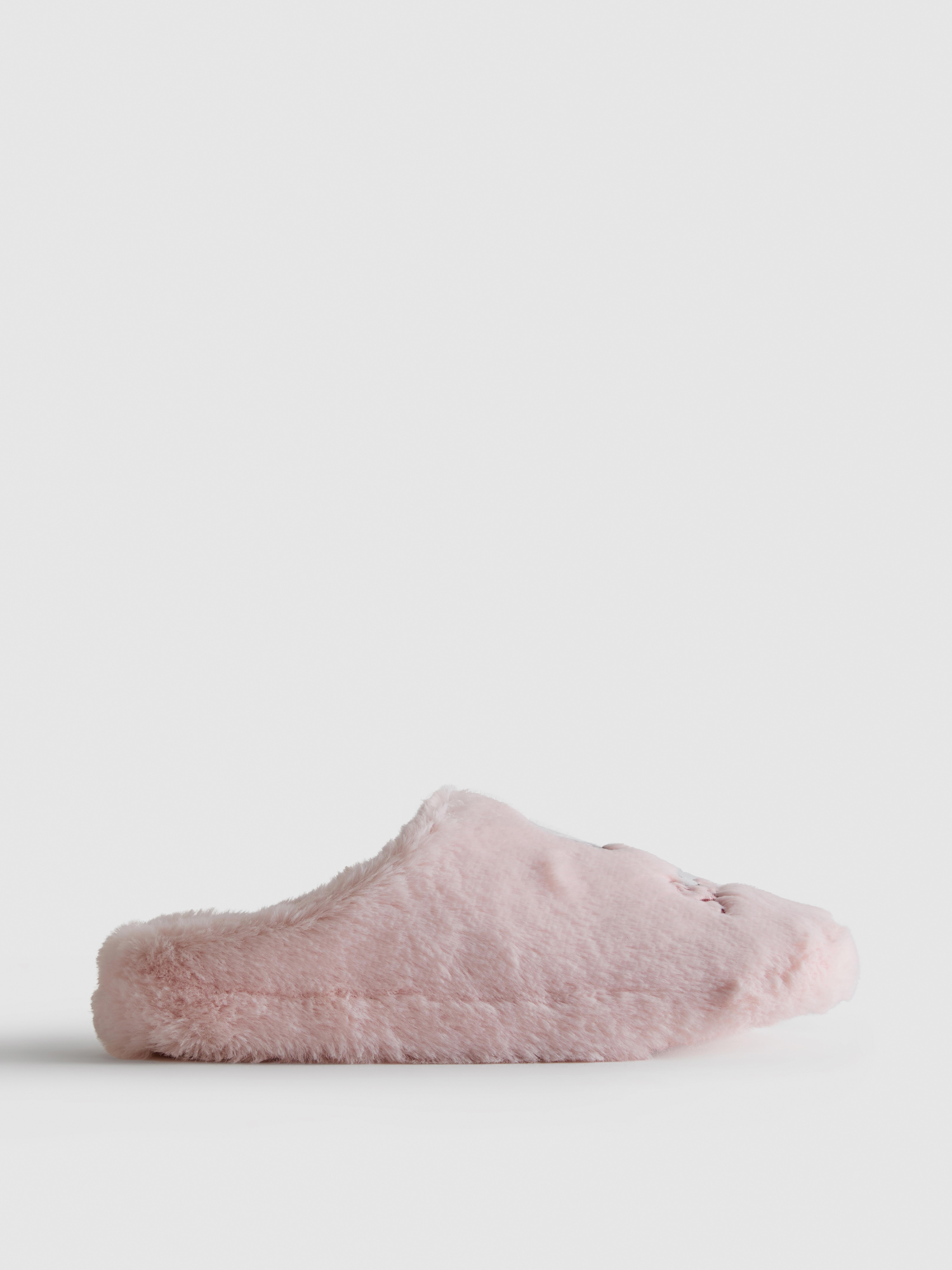 Women's Pink Snoopy Faux Fur Mule Slippers