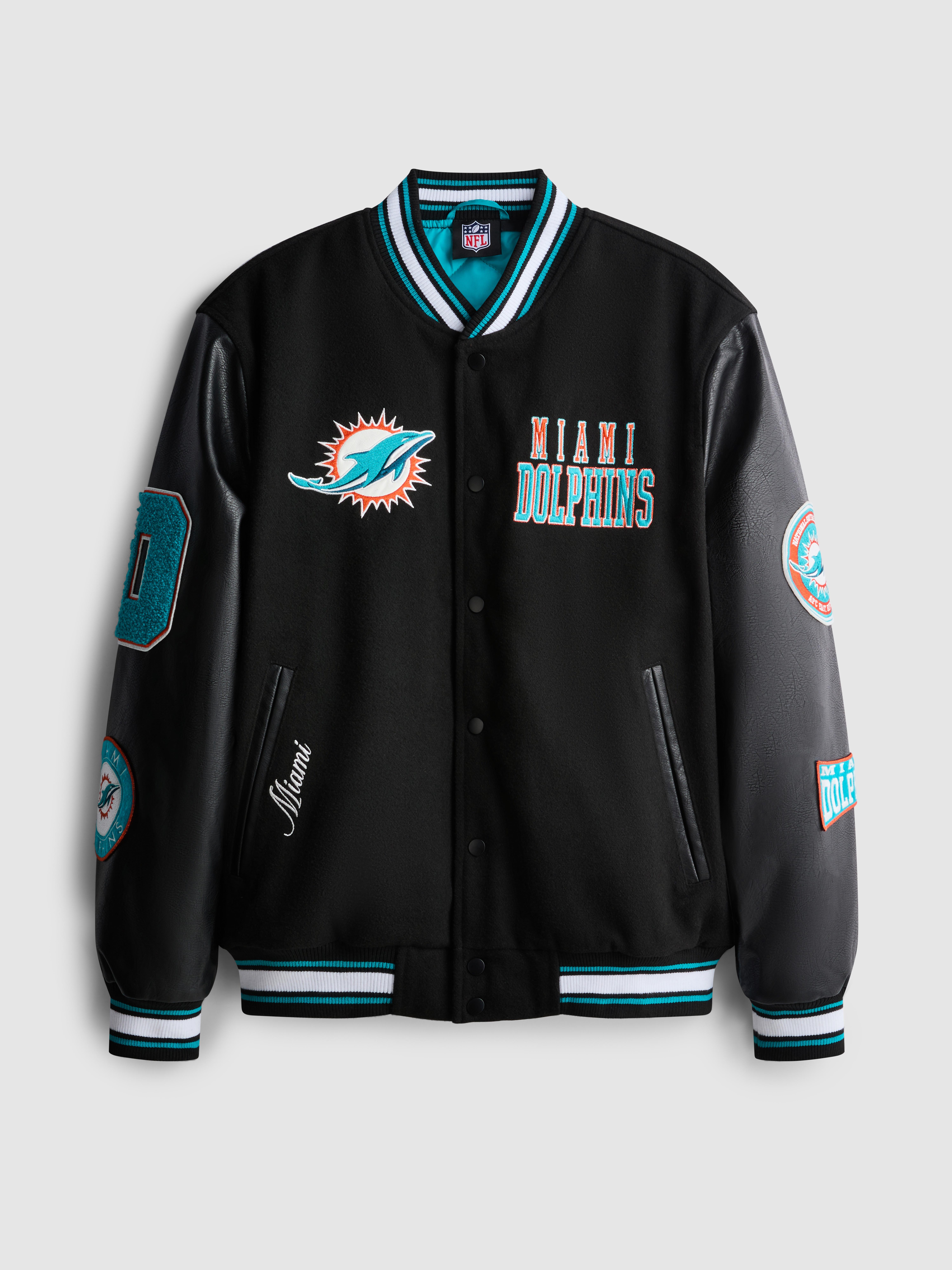 Women's Black NFL Miami Dolphins Bomber Jacket