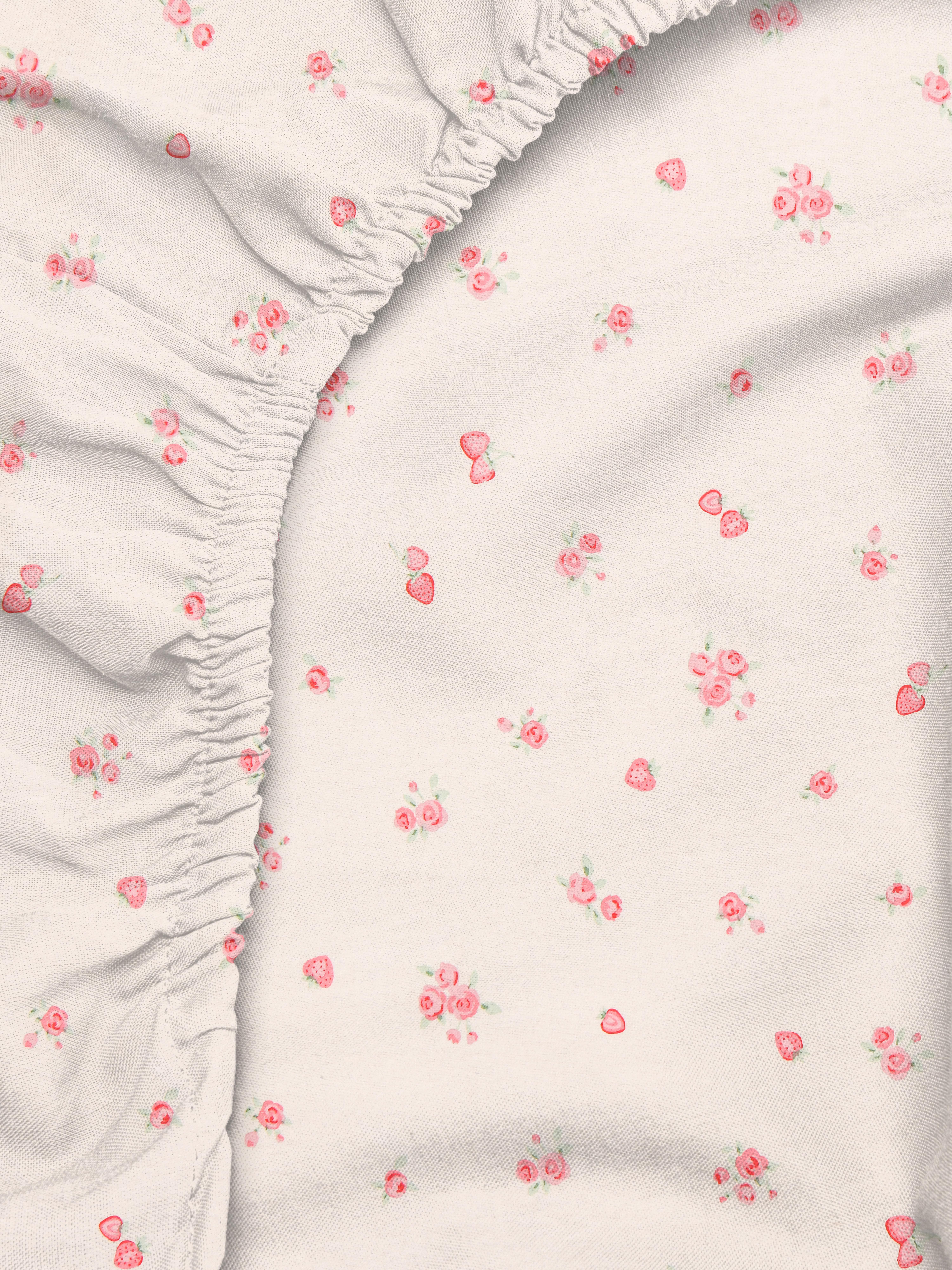 Brushed Cotton Strawberry Super King Fitted Sheet