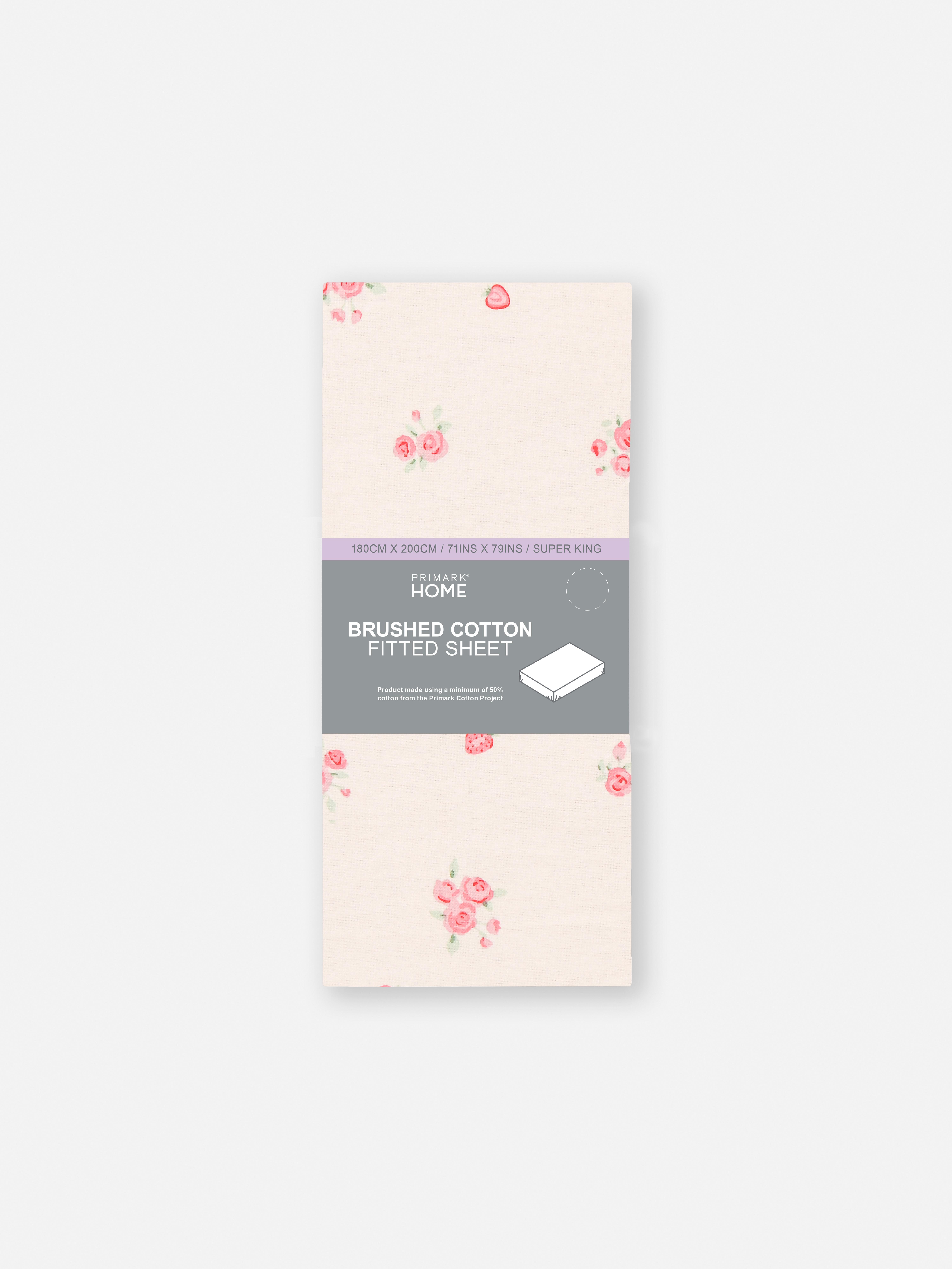 Brushed Cotton Strawberry Super King Fitted Sheet