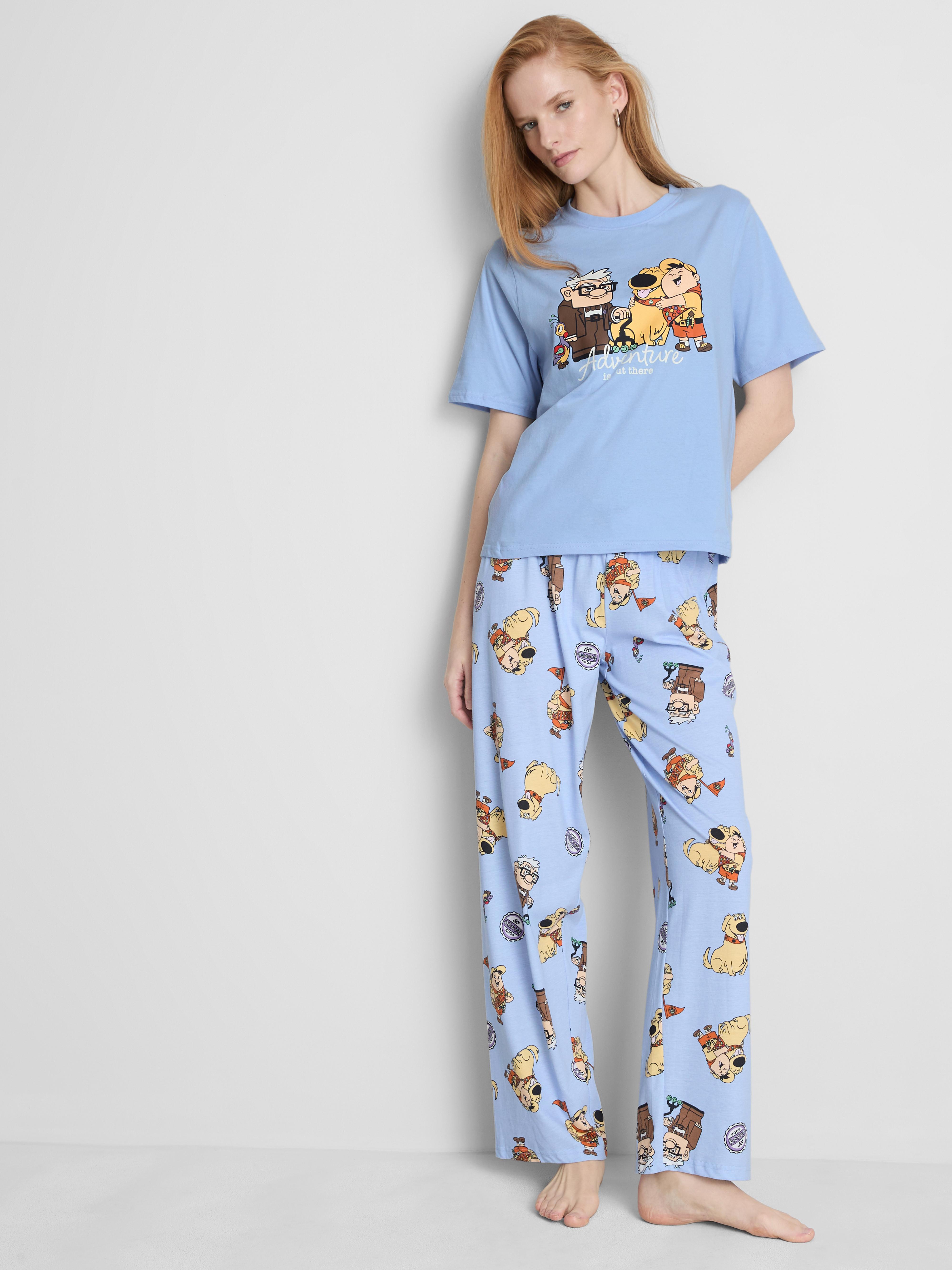Women's Light Blue Disney Pixar’s Up Cotton Printed Pajamas