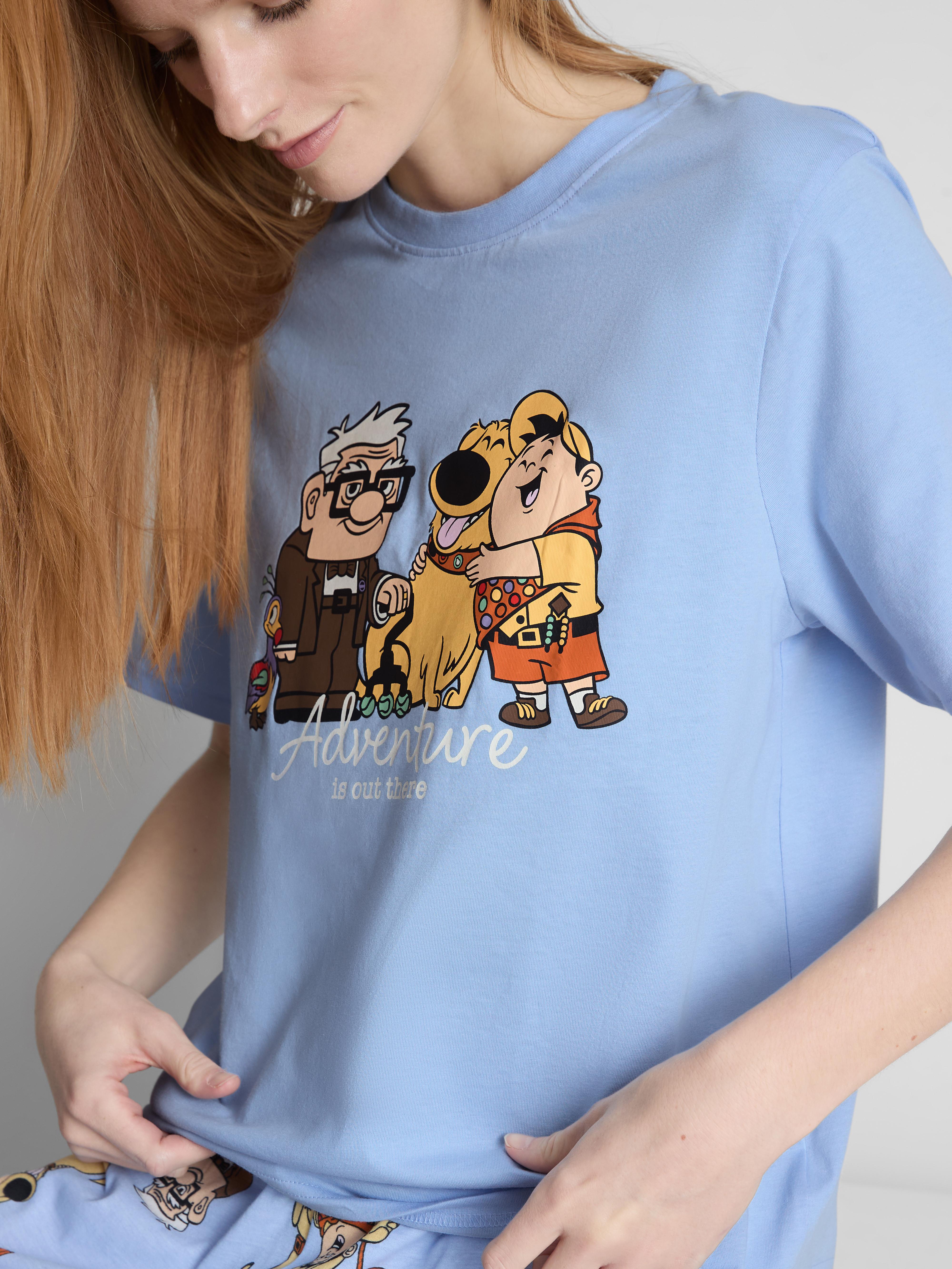 Women's Light Blue Disney Pixar’s Up Cotton Printed Pajamas