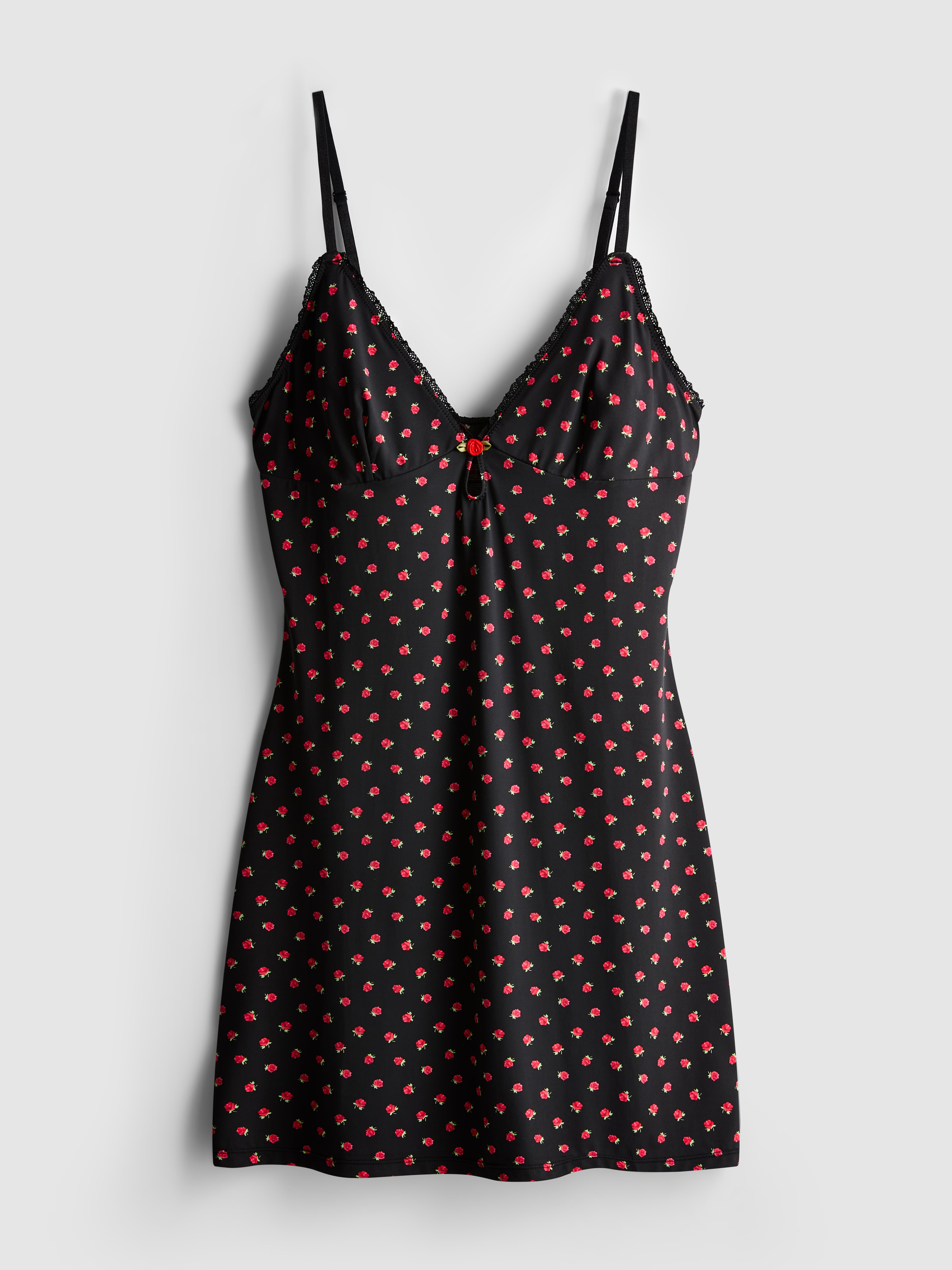 Women's Multi Floral Slinky Mini Slip Dress