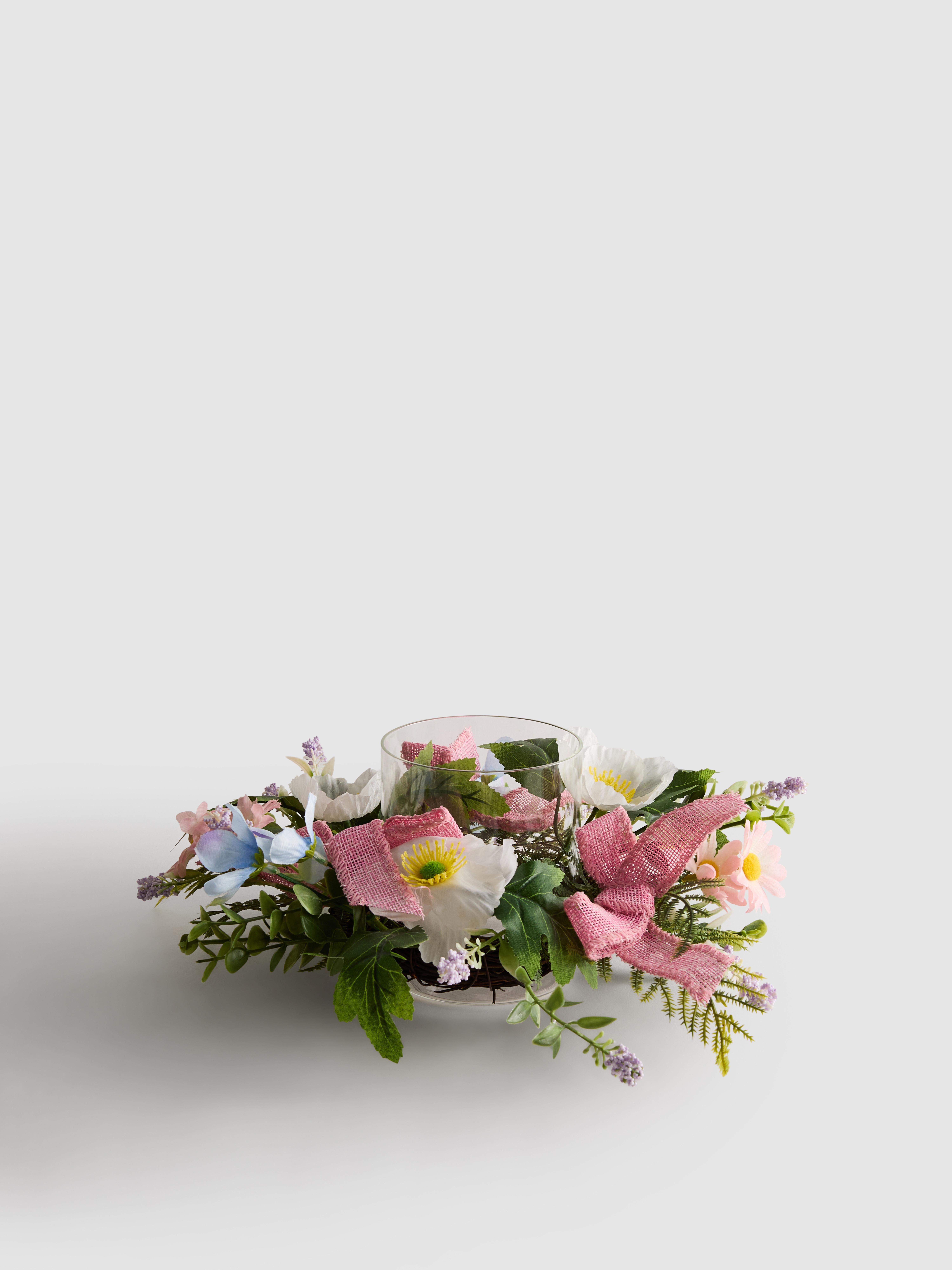 Faux Floral Wildflower Candle Holder