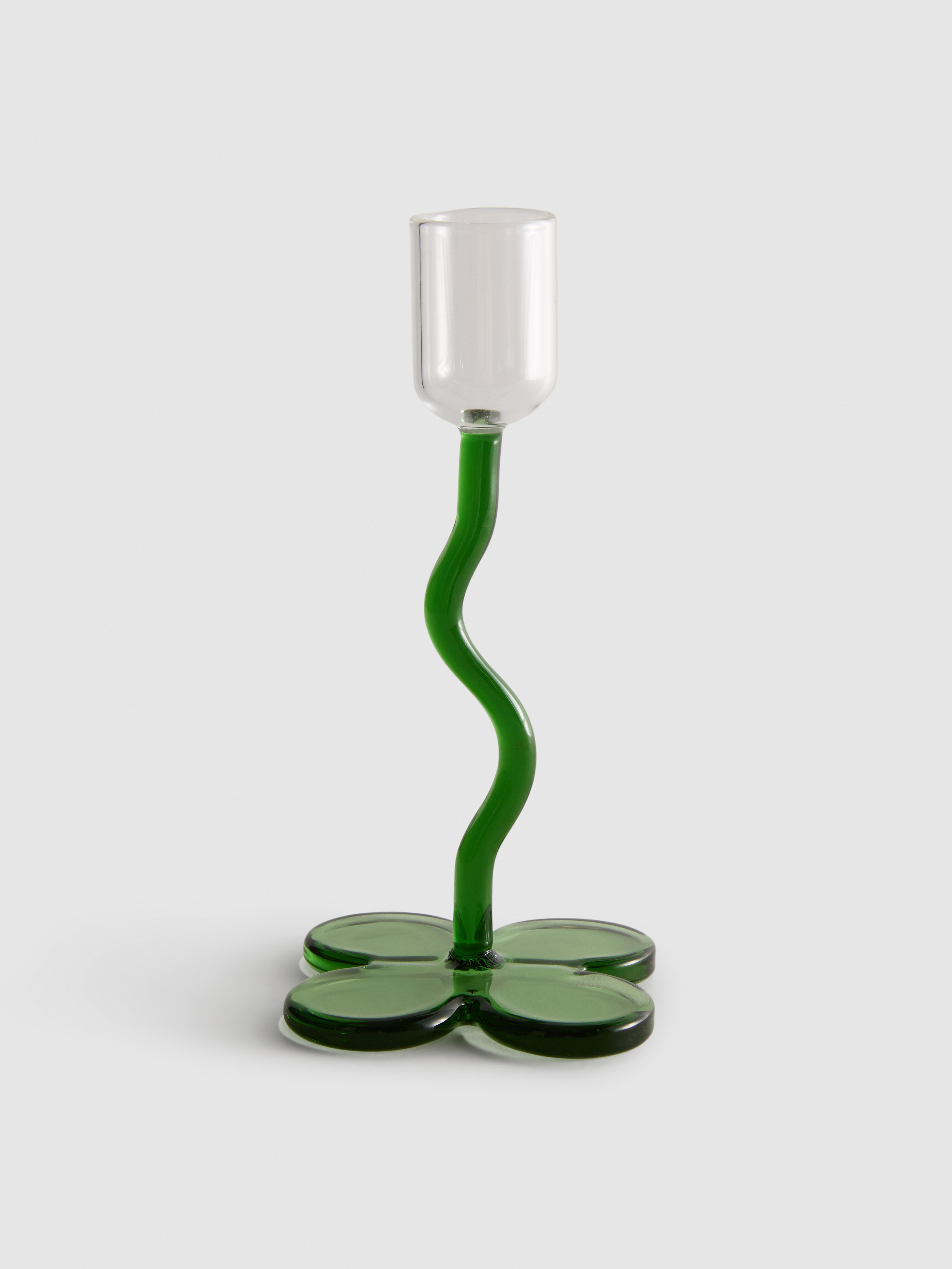 Portavelas de vidrio en forma de flor