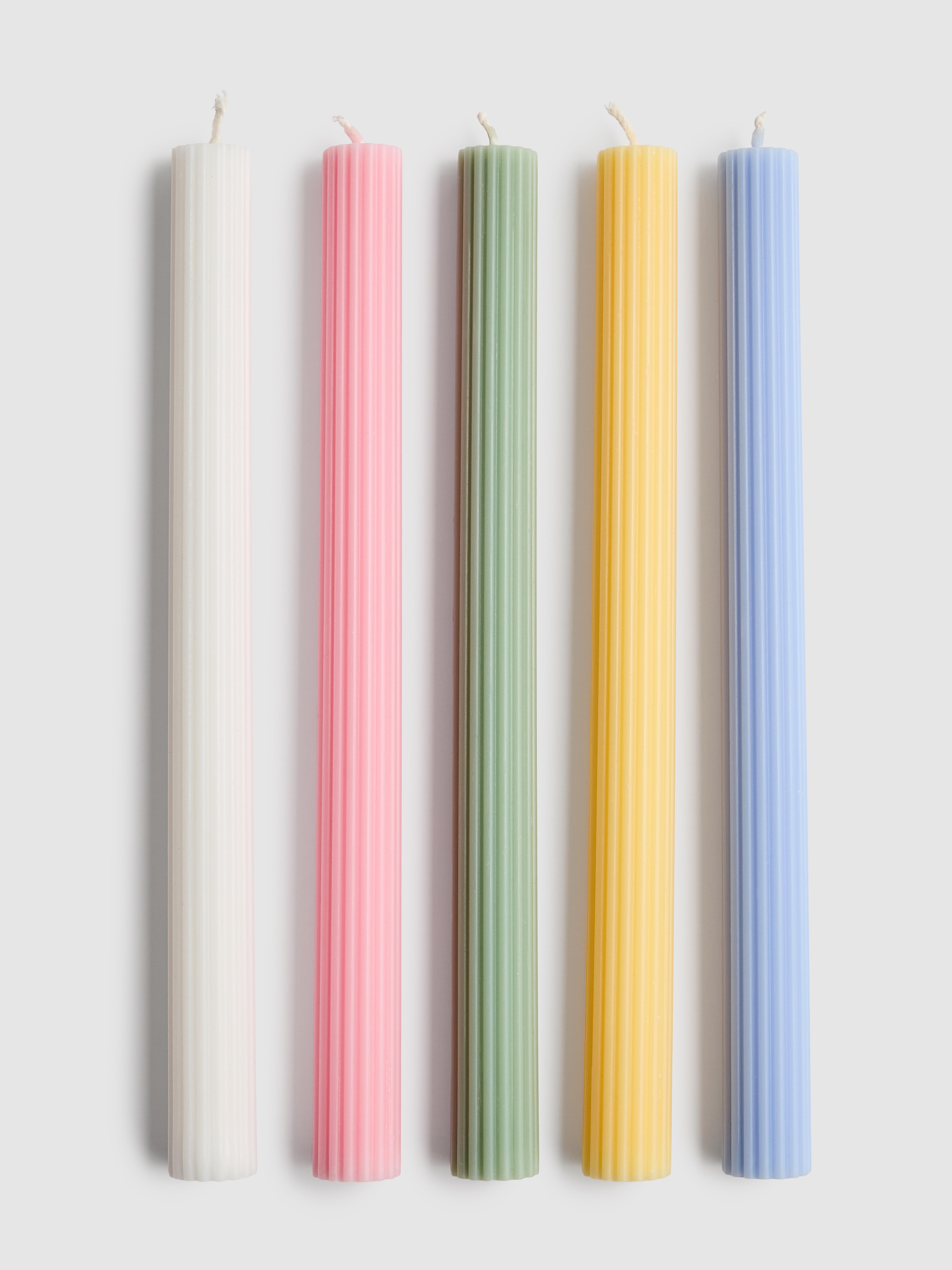 5pk Ribbed Dinner Candles