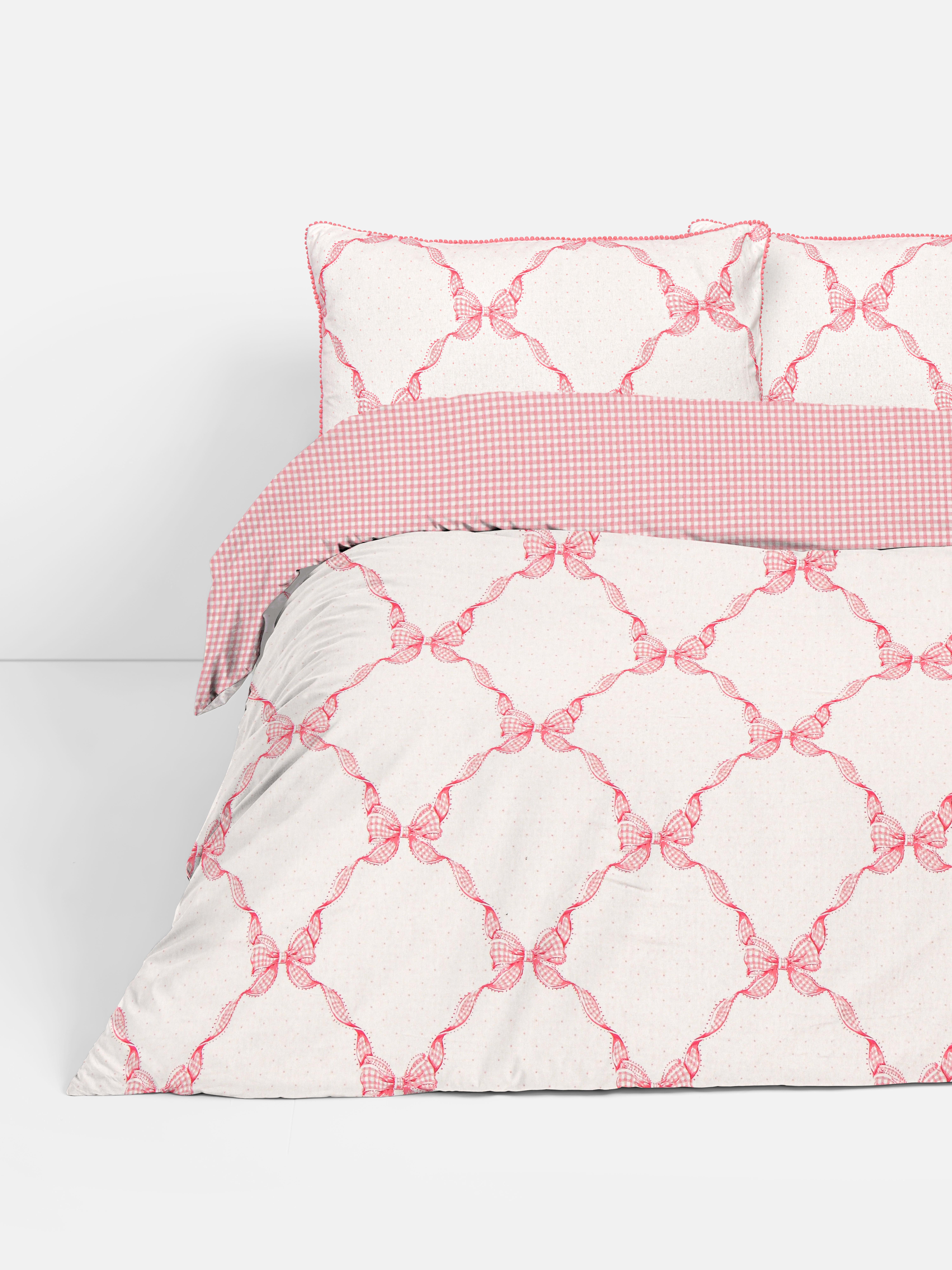 Superkingsize dekbedovertrekset met ruit en strikjes