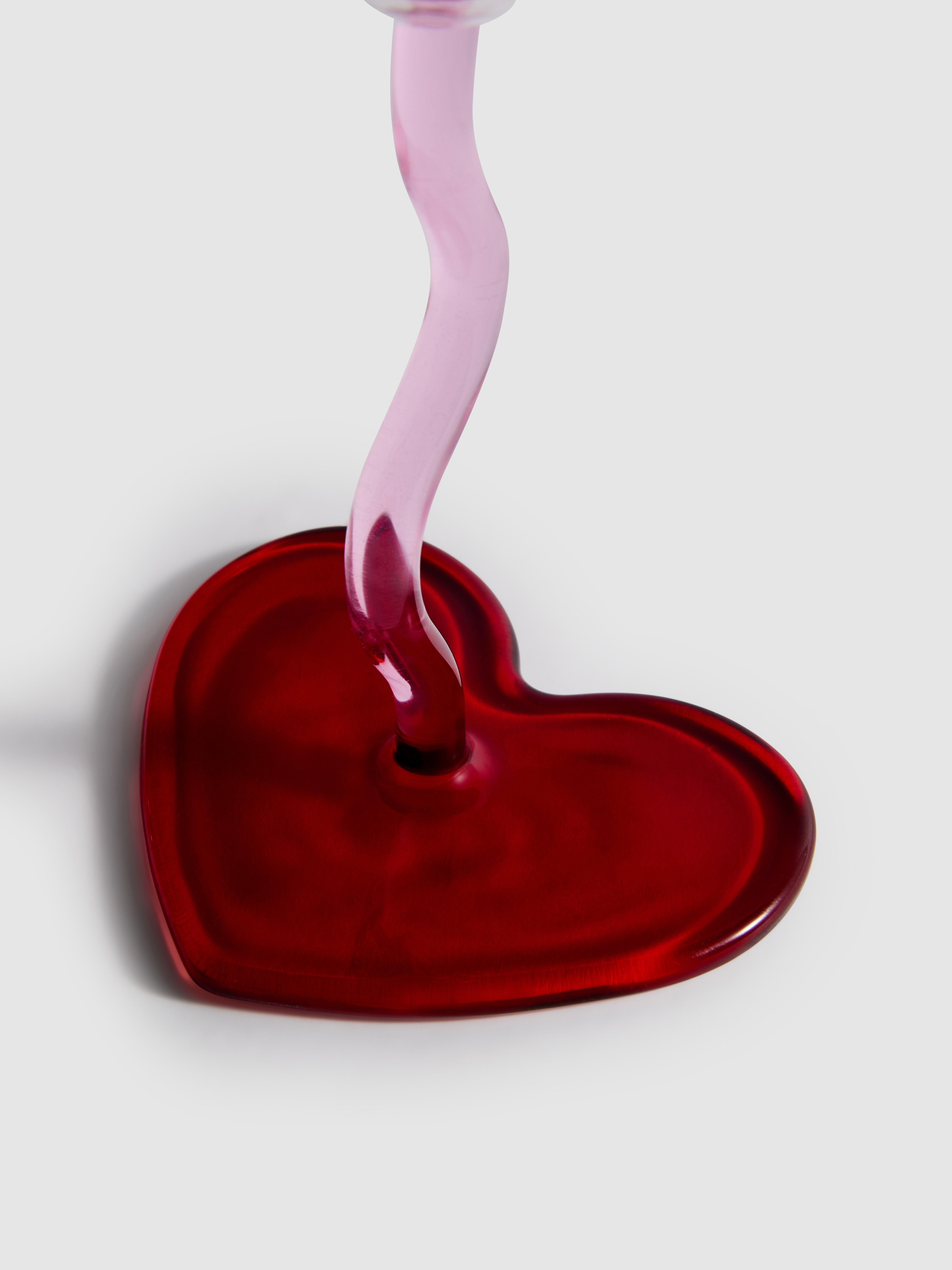 Castiçal coração vidro