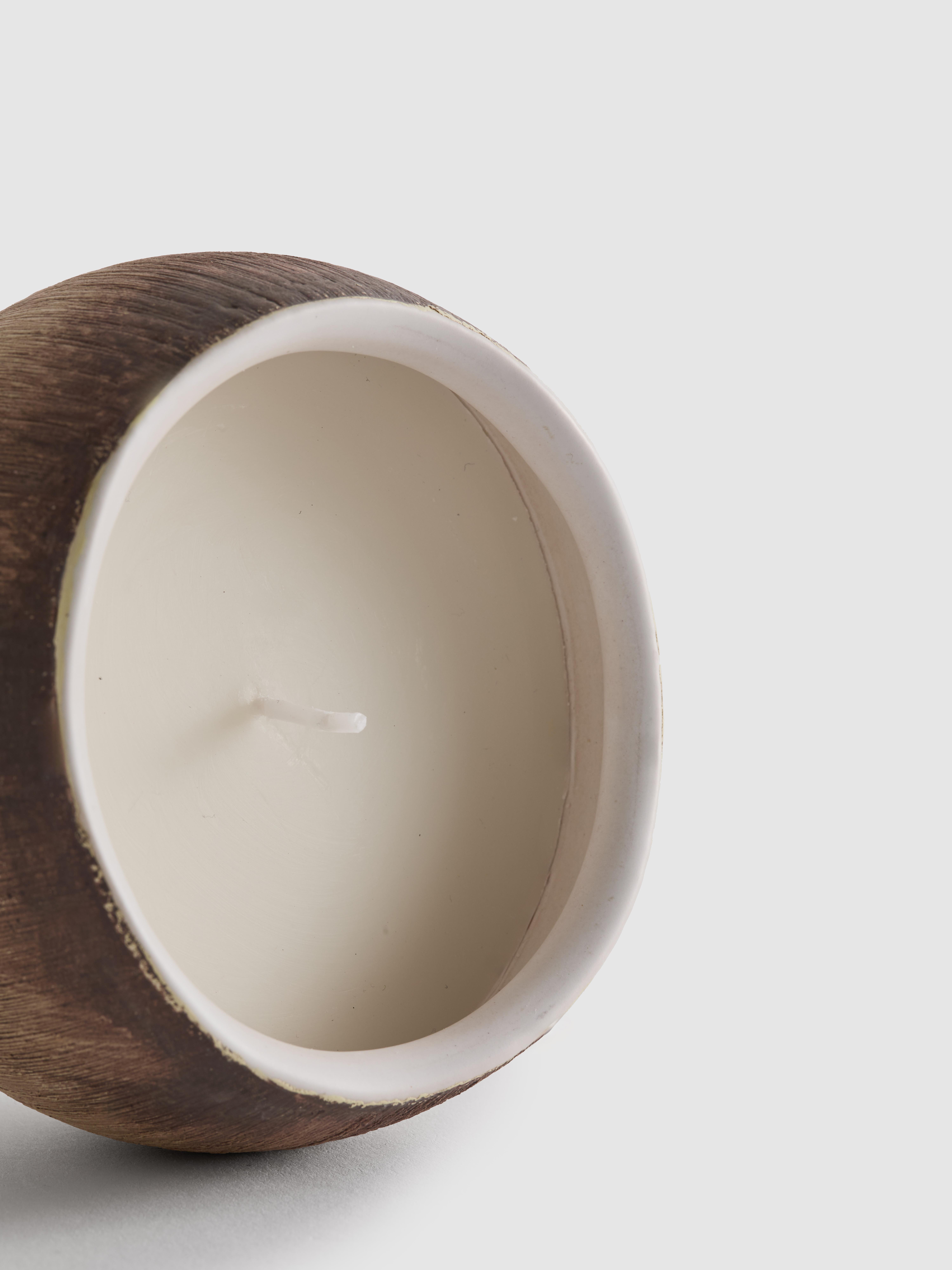 Brown Scented Candle In Coconut Containe