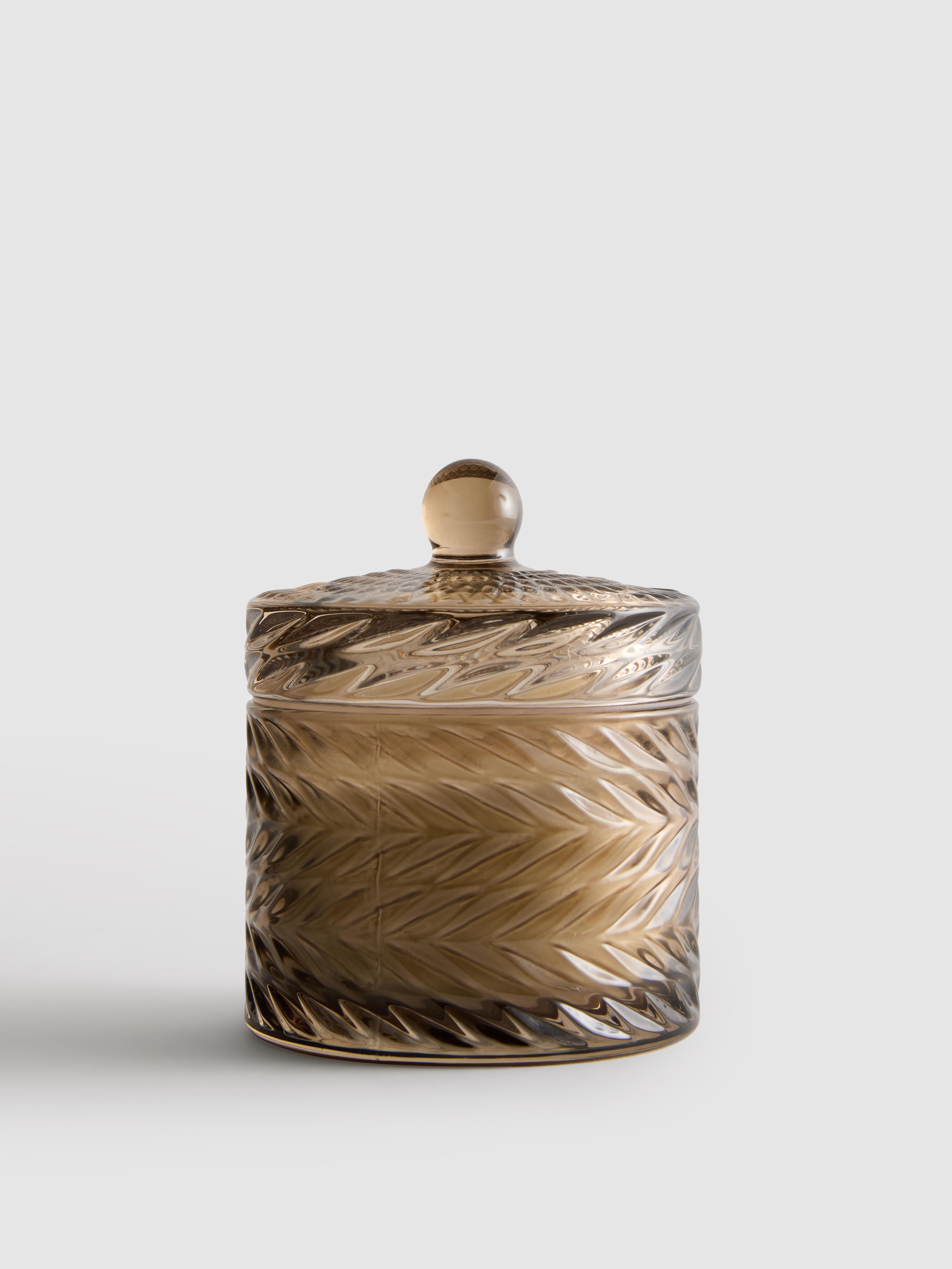 Taupe Scented Candle In Cut Glass Containe