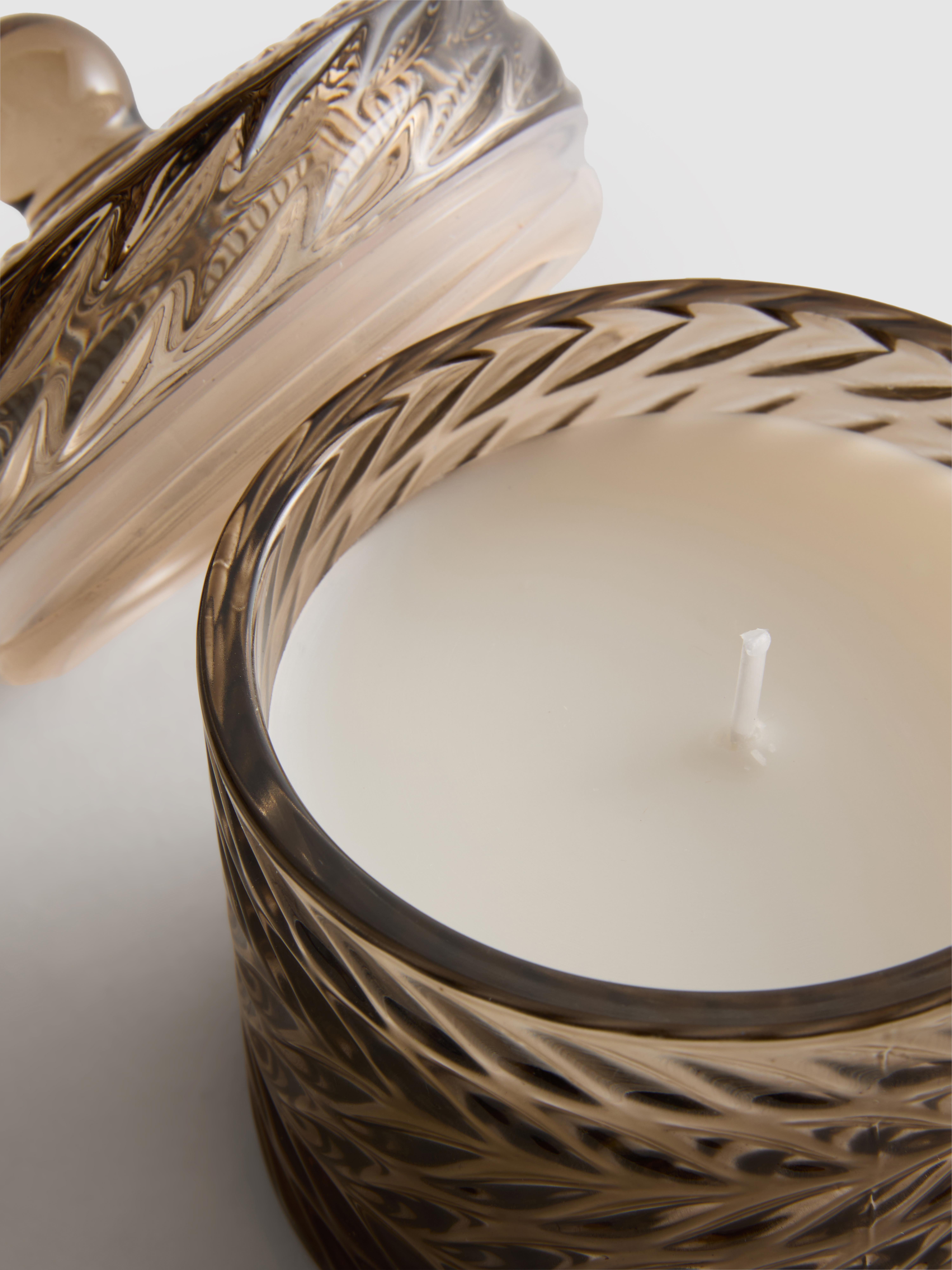 Taupe Scented Candle In Cut Glass Containe