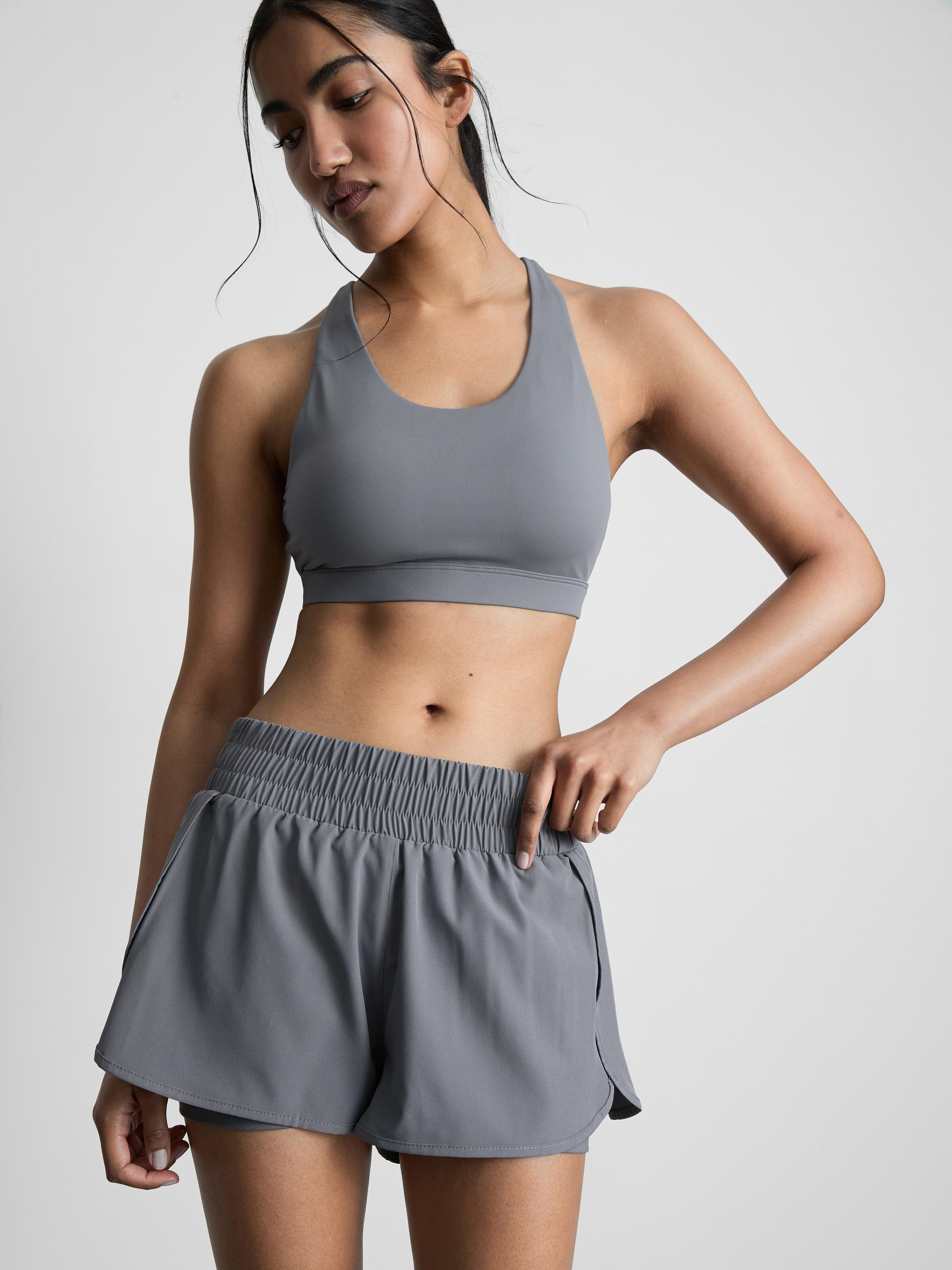 Women's Gray Buttery-Soft Strappy Crop Top