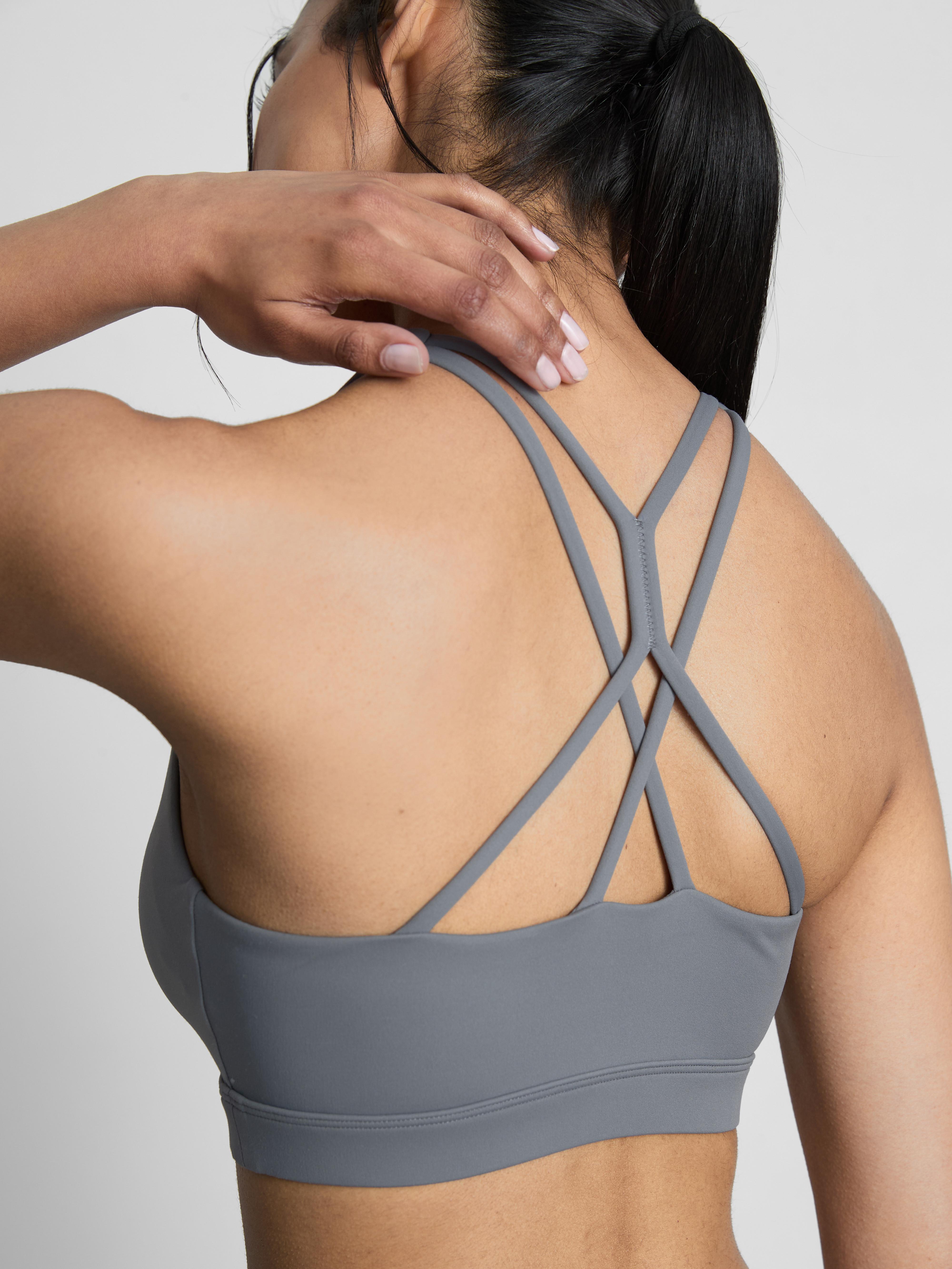 Women's Gray Buttery-Soft Strappy Crop Top