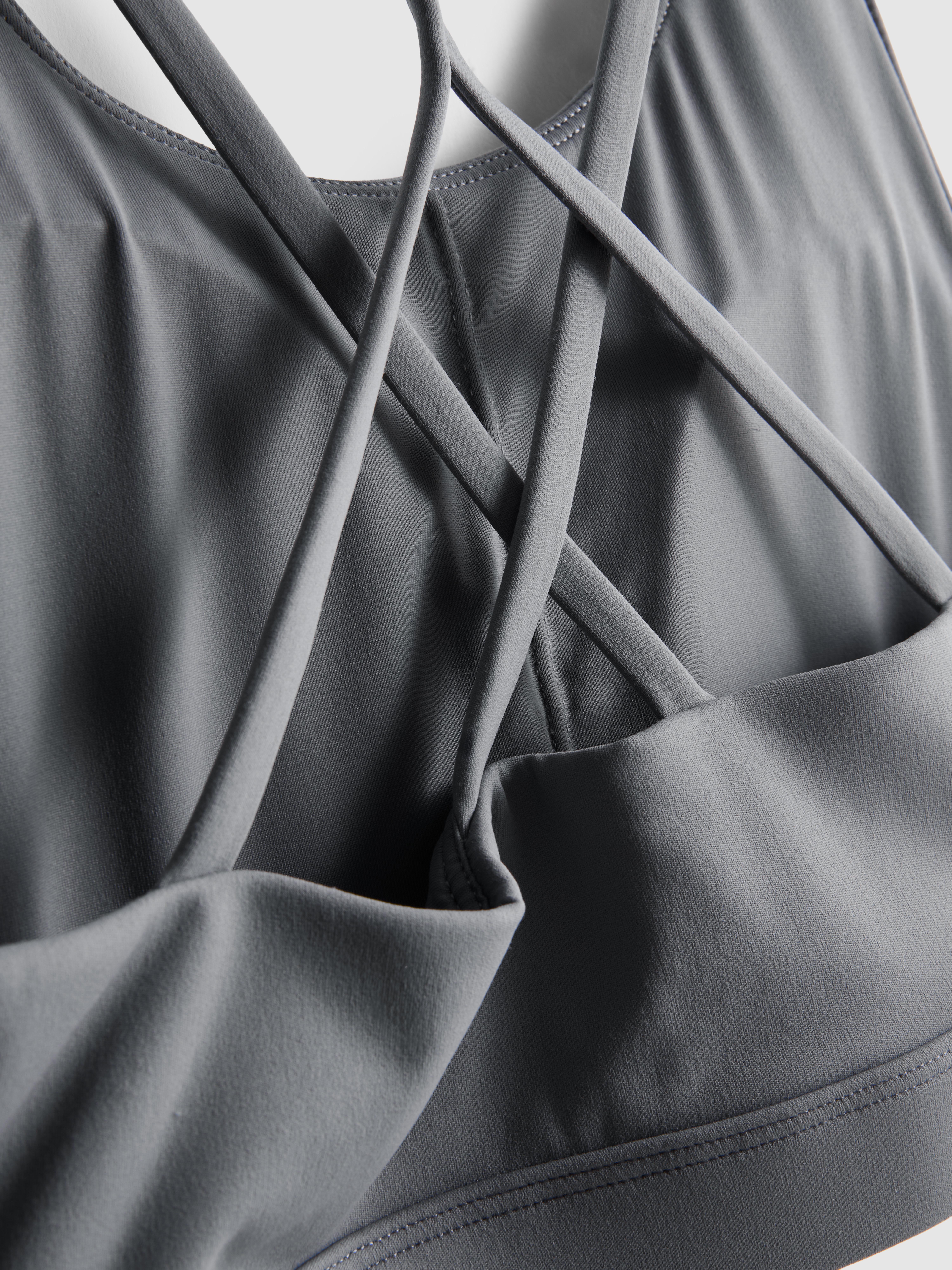 Women's Gray Buttery-Soft Strappy Crop Top