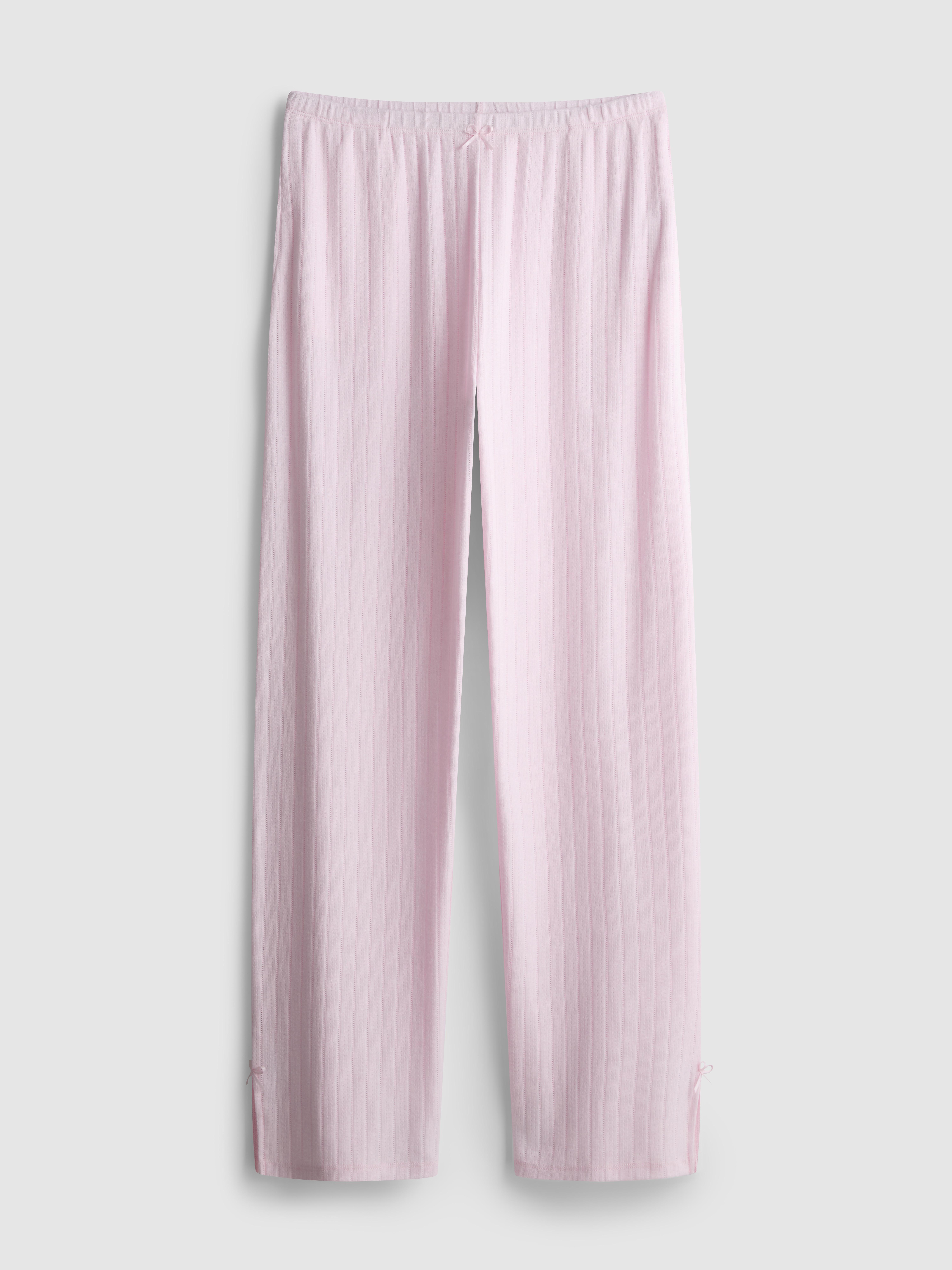 Women's Light Pink Pointelle Stripe Pajama Pants