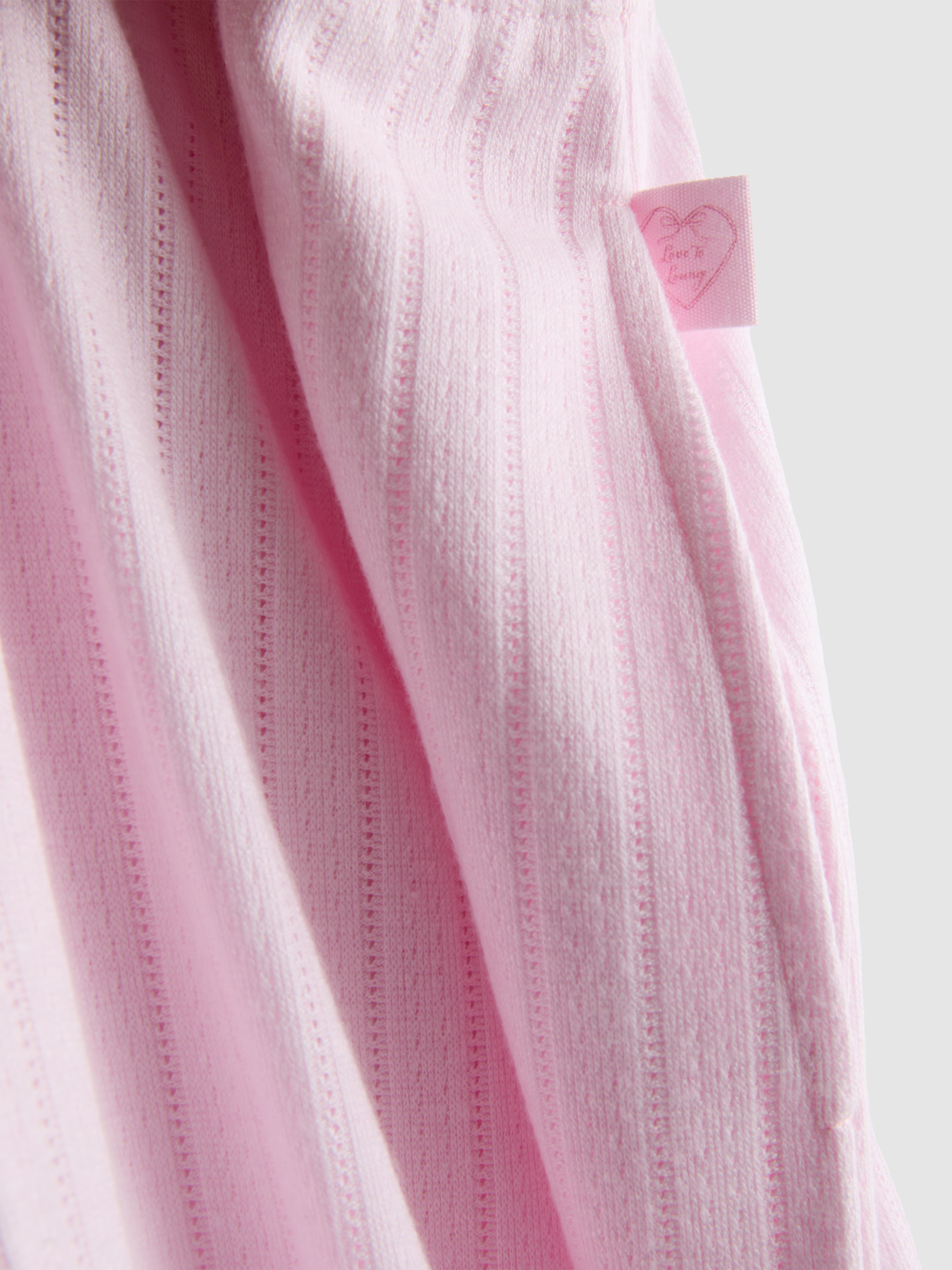 Women's Light Pink Pointelle Stripe Pajama Pants