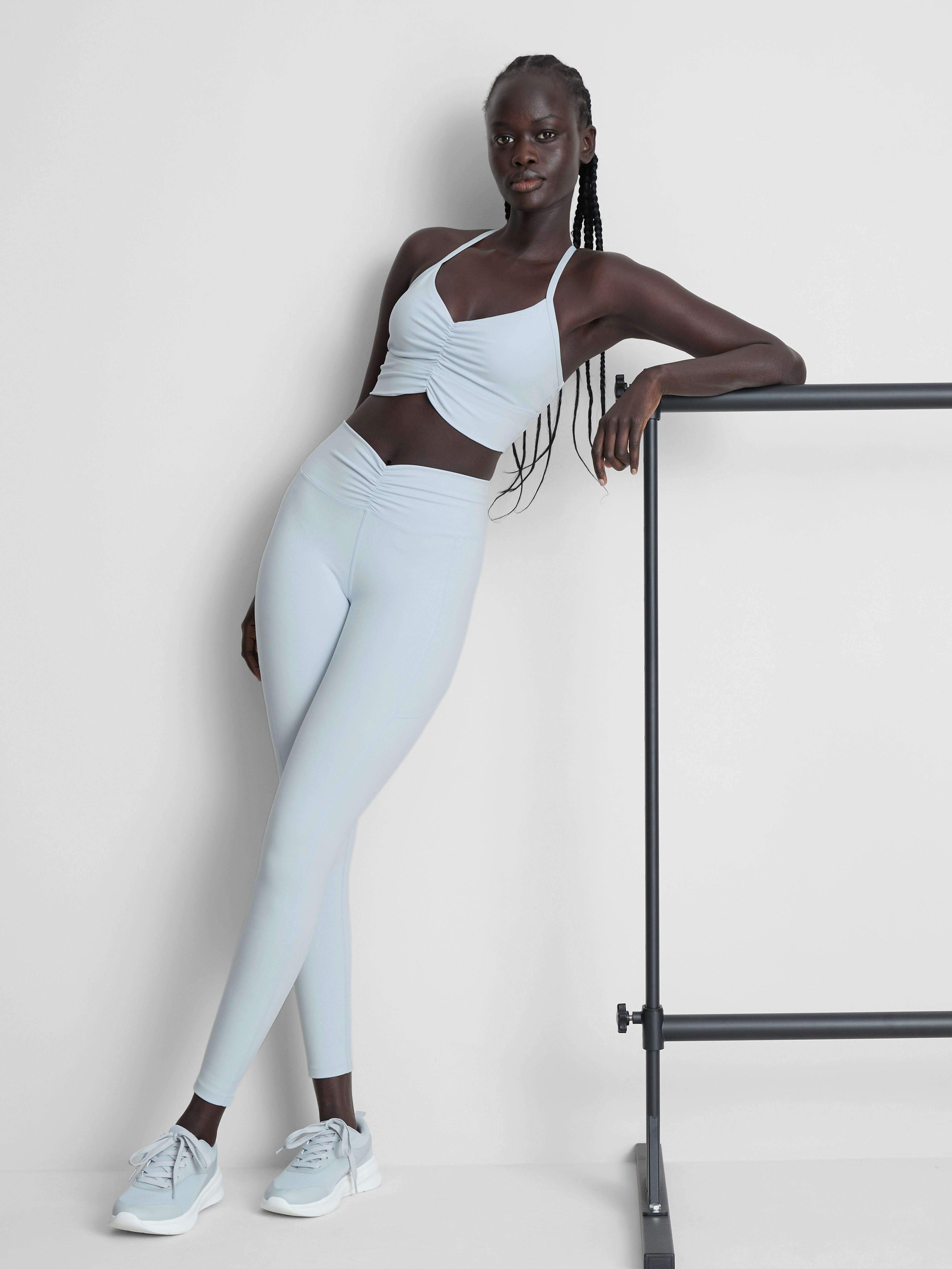 Women's Blue High-Waisted Ruched Active Leggings