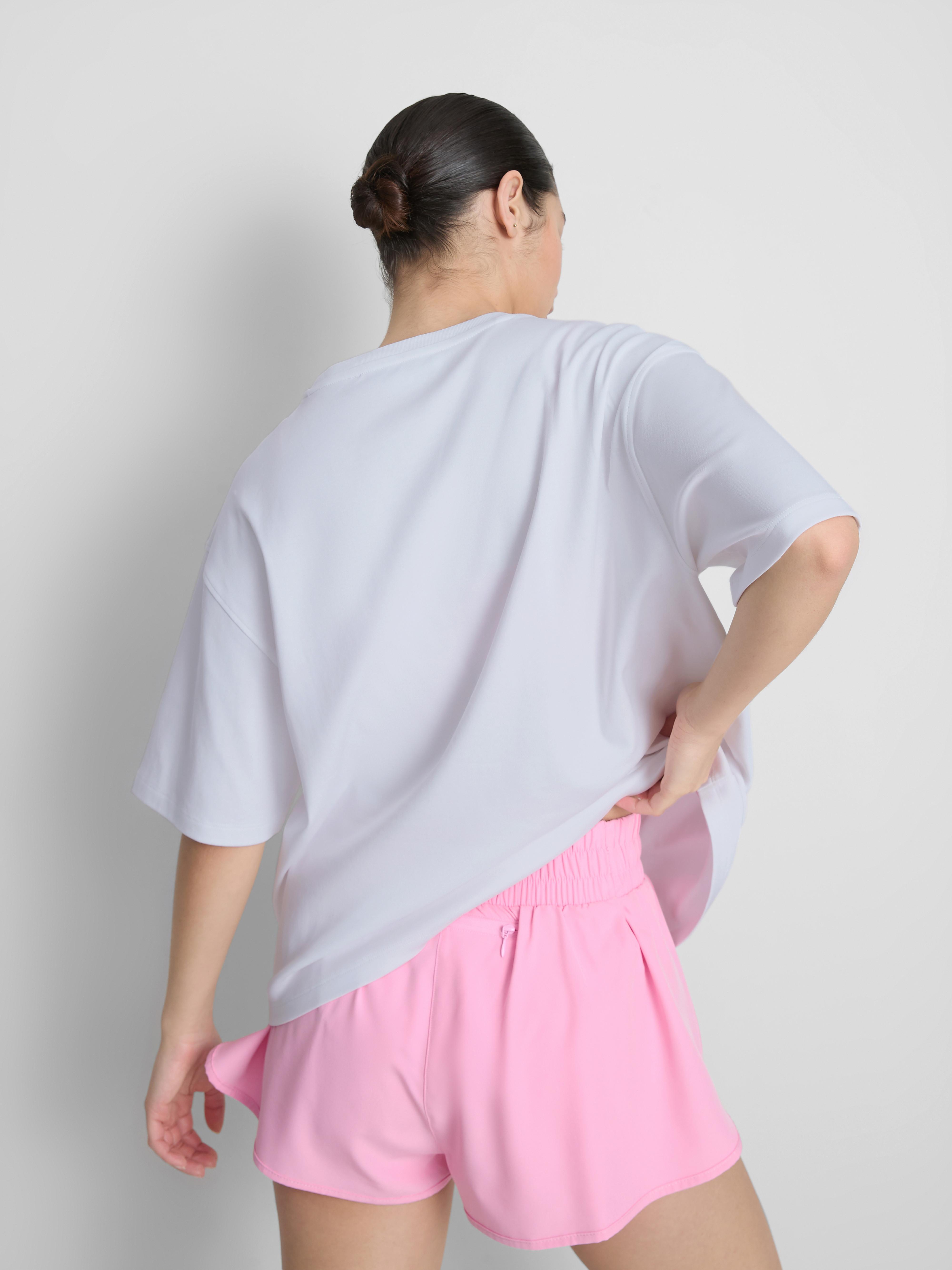 Women's White Relaxed Cotton Graphic Active Tee