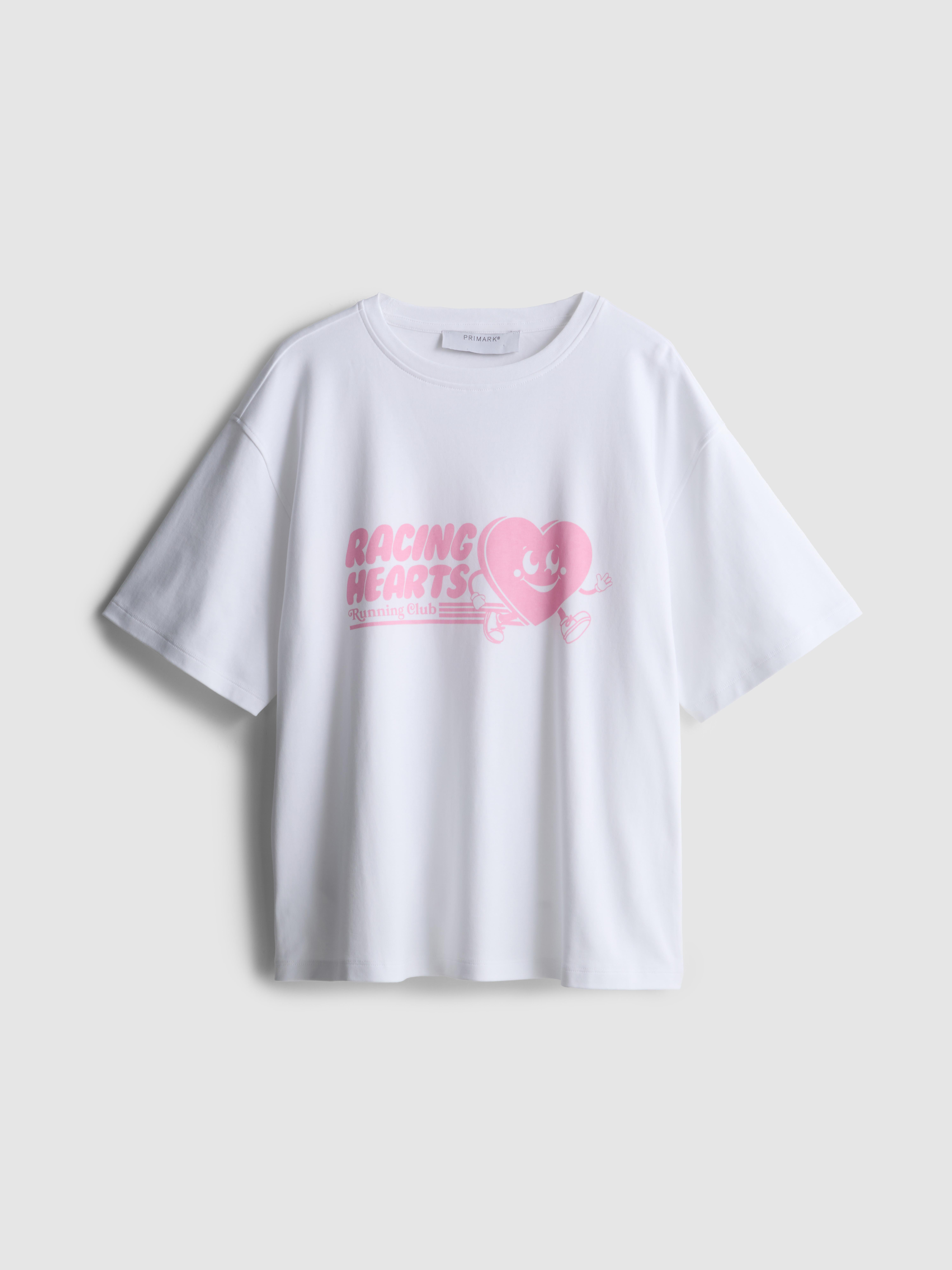 Women's White Relaxed Cotton Graphic Active Tee