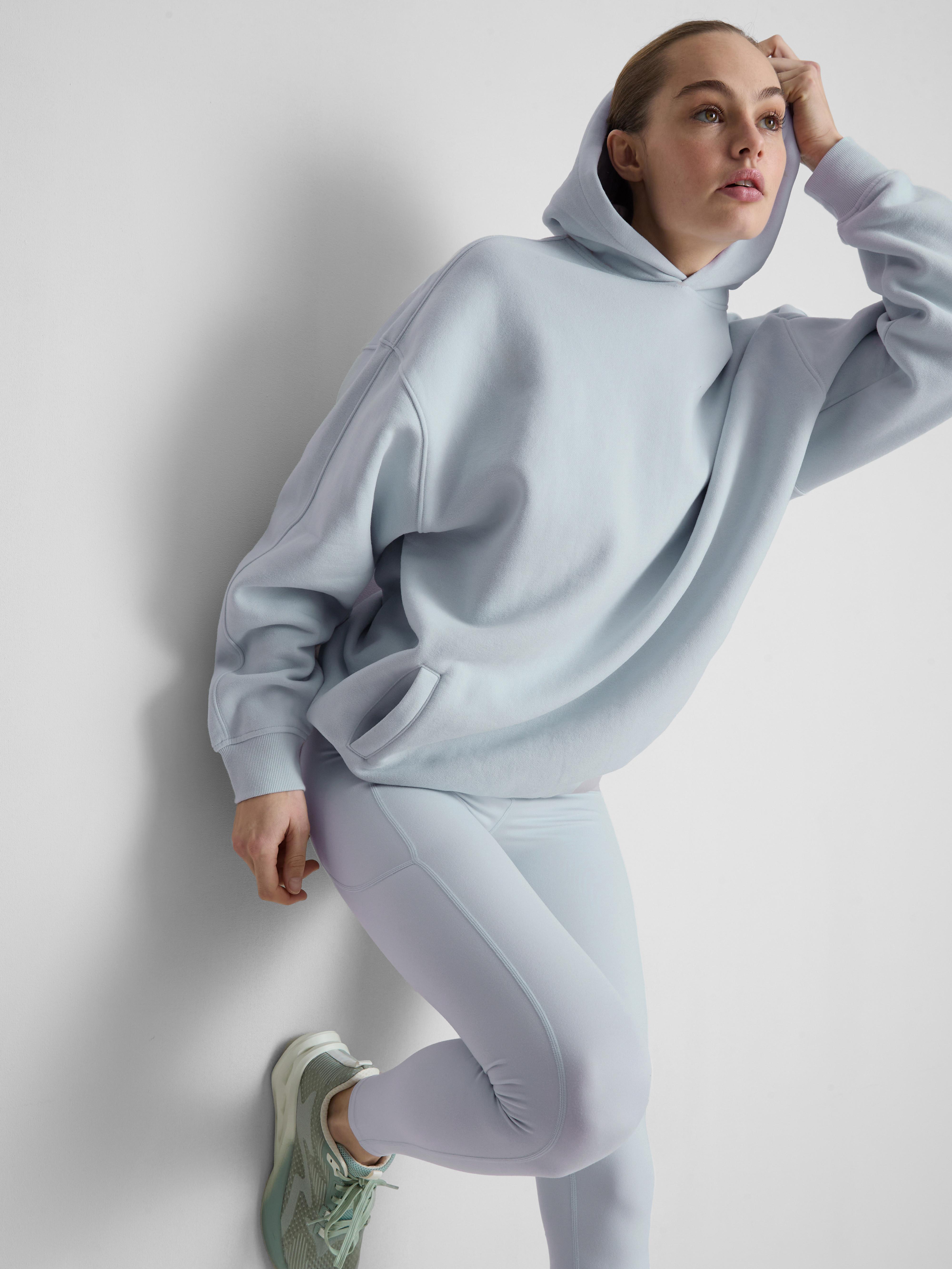 Women's Blue Cotton-Rich Oversized Hoodie